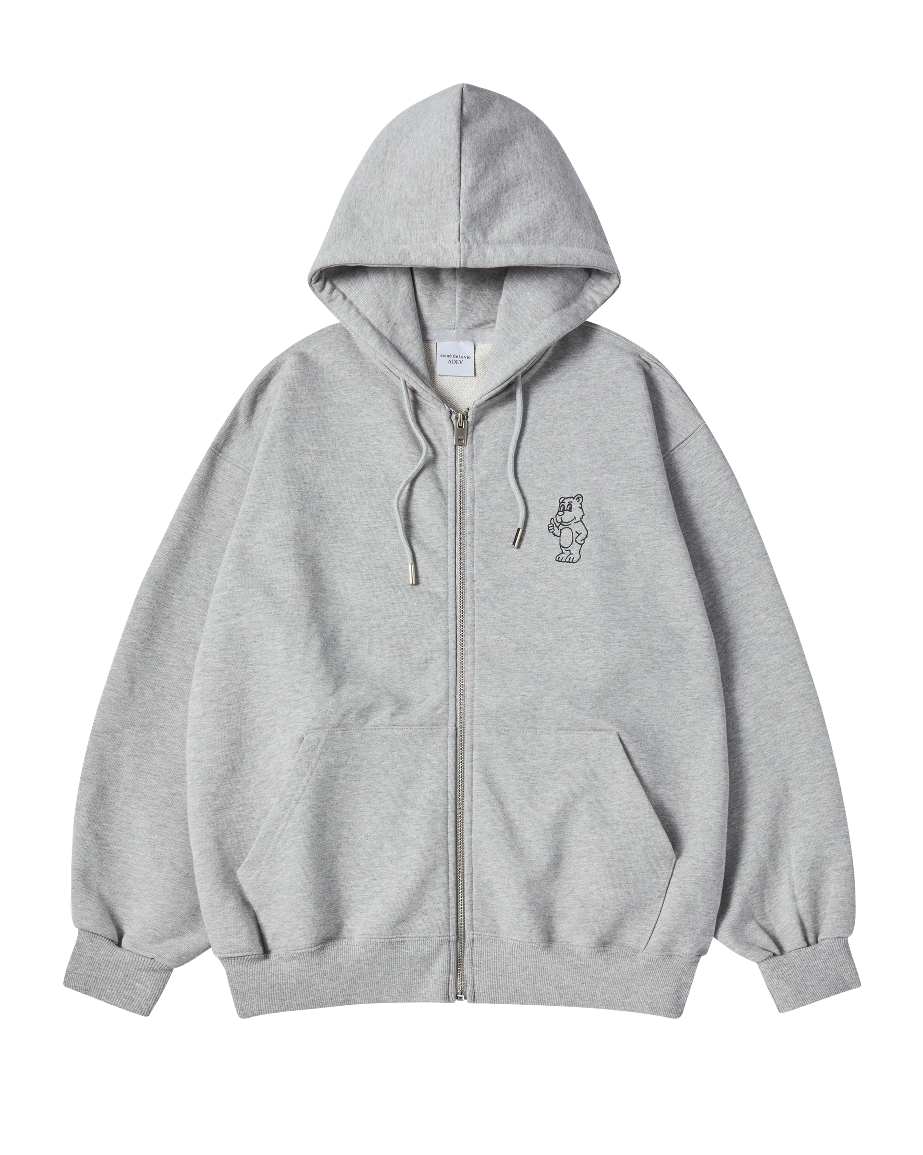 ADLV - Áo hoodie éo khóa BASIC AC BEAR Muối tiêu
