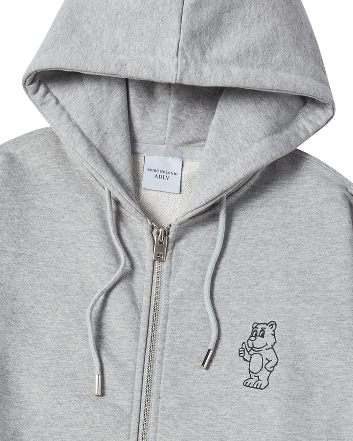 ADLV - Áo hoodie éo khóa BASIC AC BEAR Muối tiêu