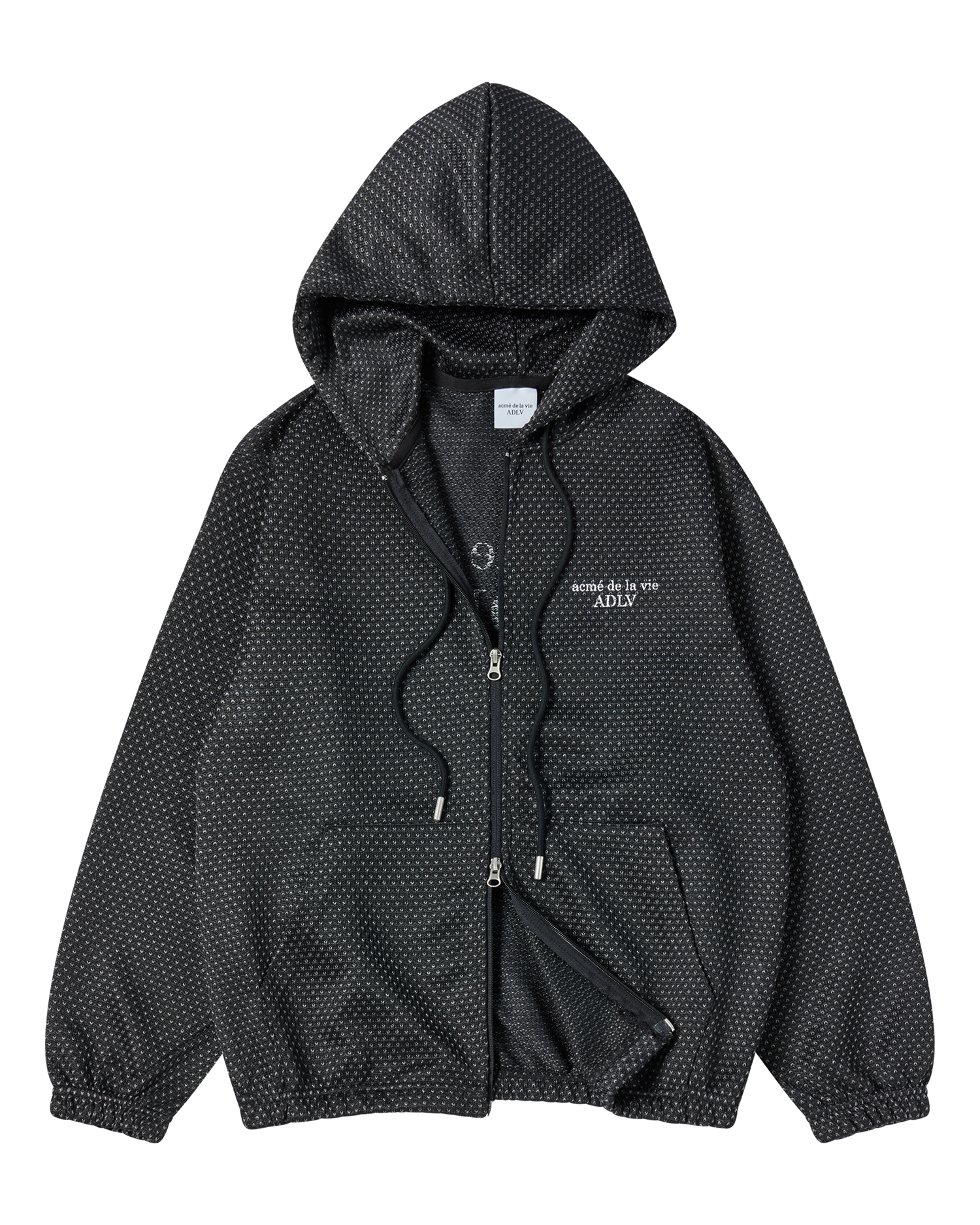 ADLV - Áo hoodie kéo khóa COLOR MIX MESH Đen