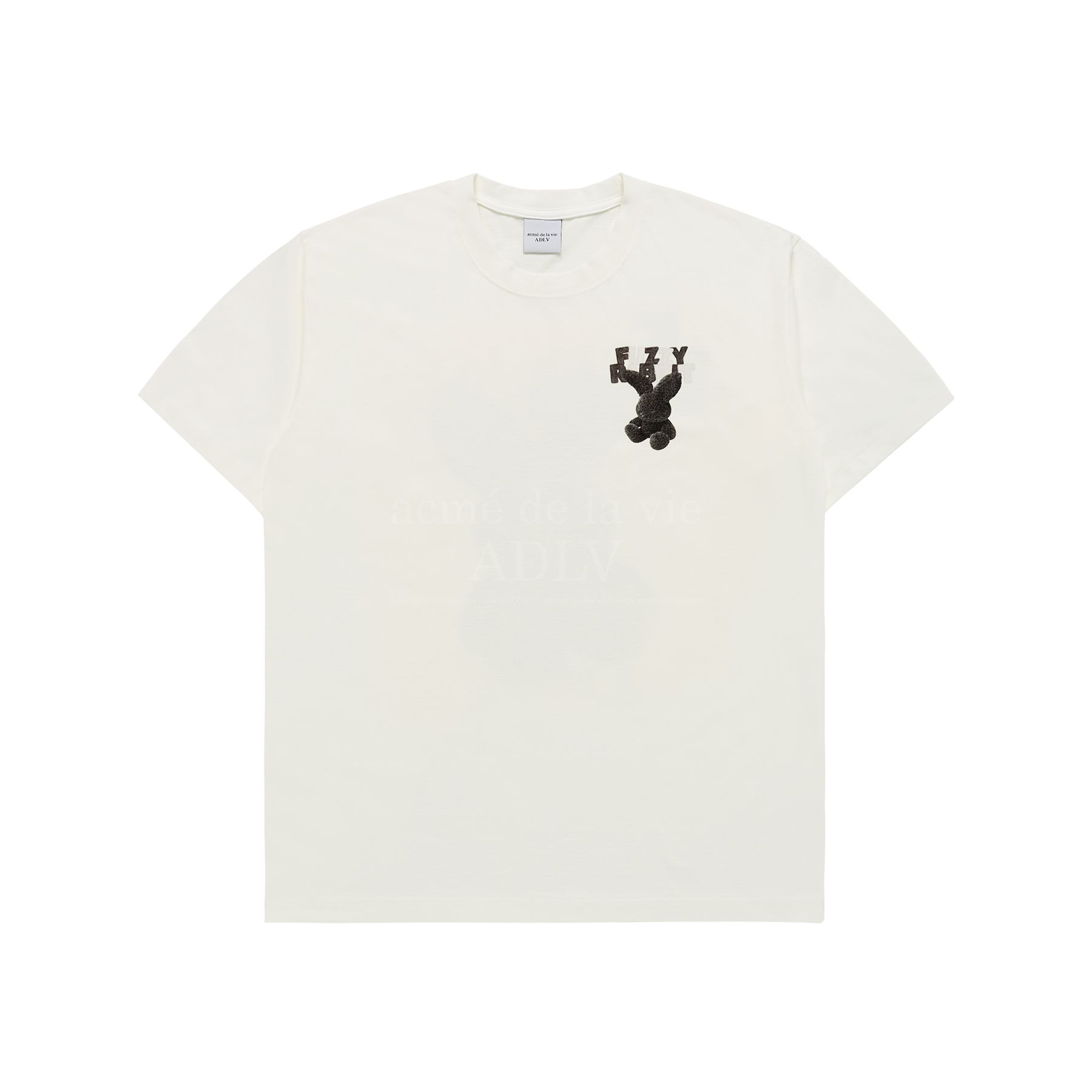 Áo Thun ADLV Fuzzy Font Rabbit Kem