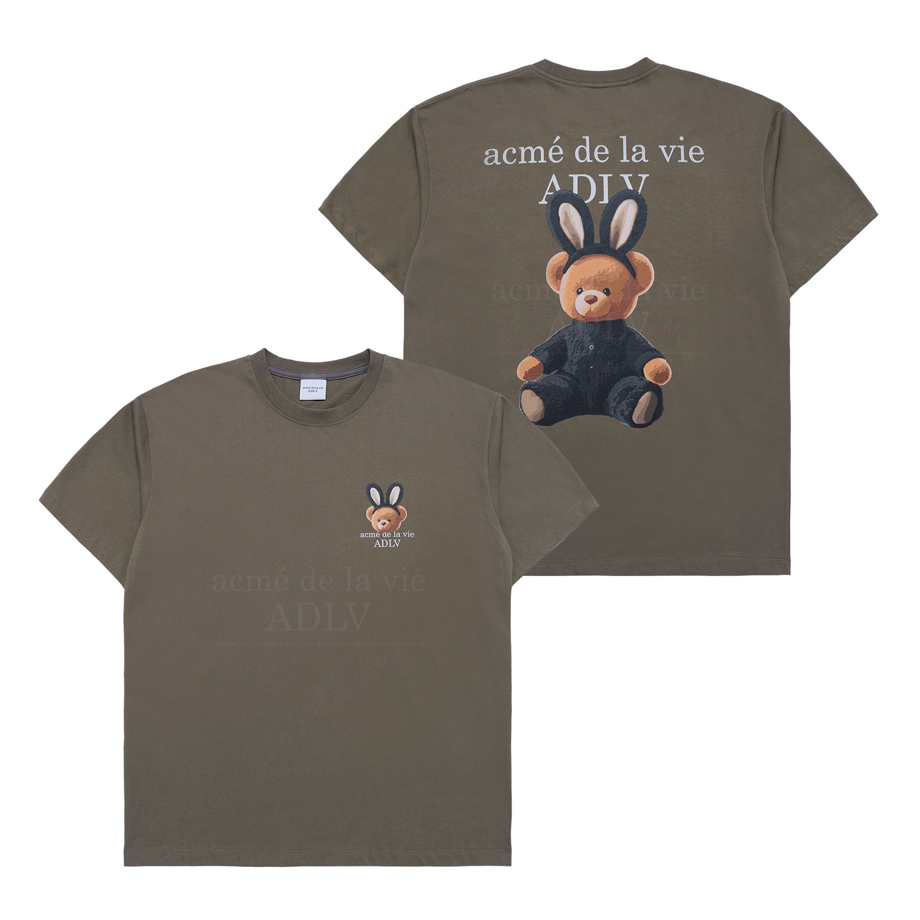 ADLV - Áo Thun ADLV Rabbit Bear Doll Logo Ca Cao