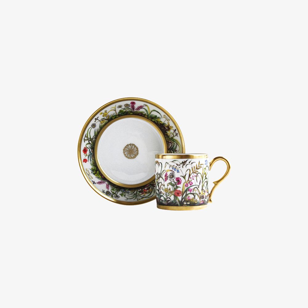 Bernardaud - Bộ cốc và đĩa AUX FLEURS DES CHAMPS 100ml