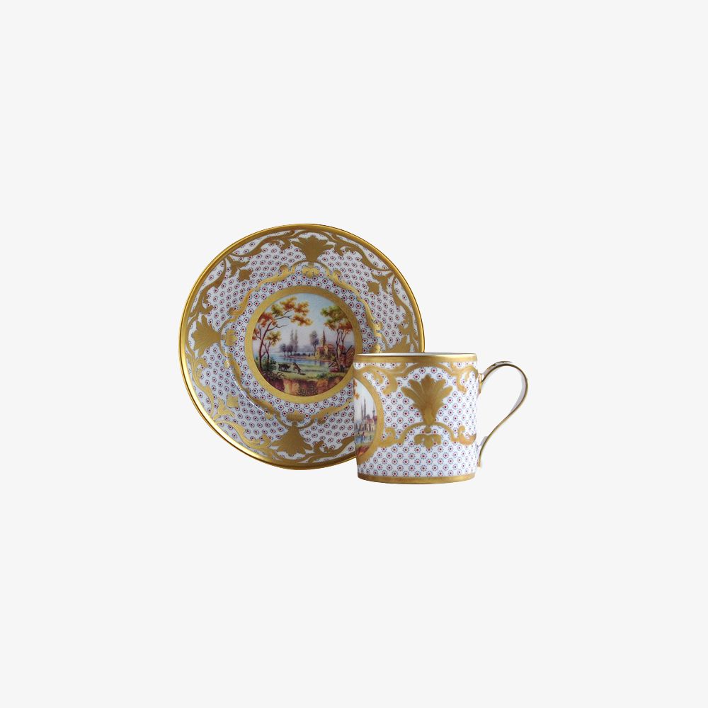 Bernardaud - Bộ cốc và đĩa PAYSAGE A LA BARQUE 100ml