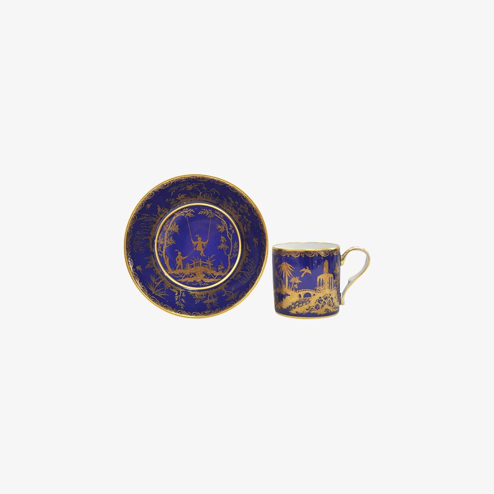 Bernardaud - Bộ cốc và đĩa CHINOISERIE FOND BLEU 100ml