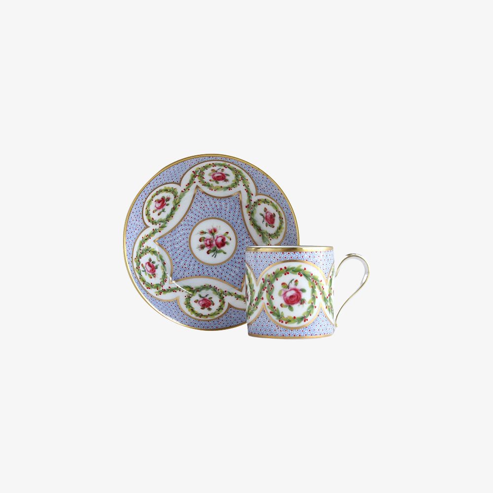 Bernardaud - Bộ cốc và đĩa MYRTES ET ROSES 100ml