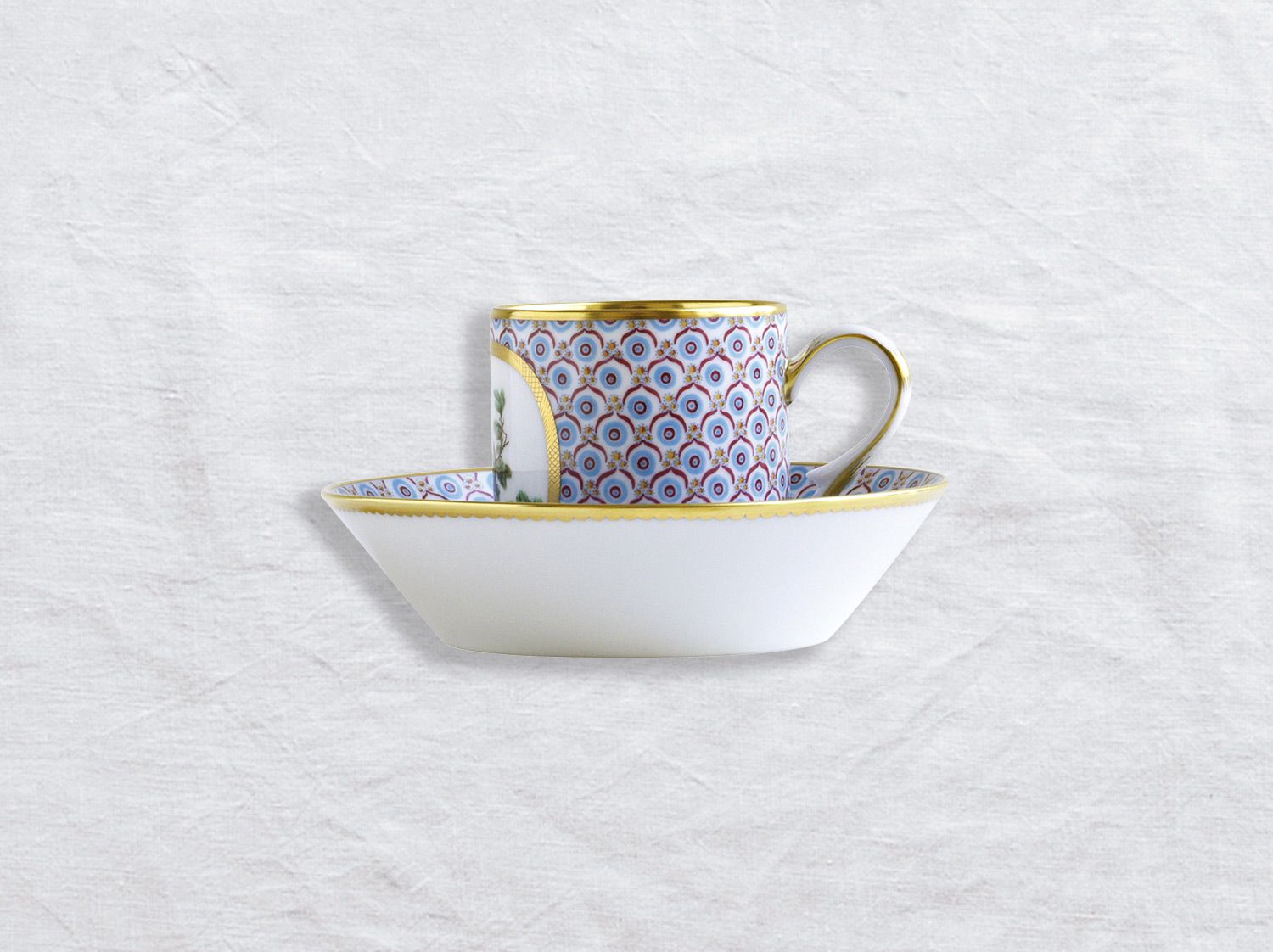 Bernardaud - Bộ cốc và đĩa PERRUCHE À JOÜE ROUGE 100ml
