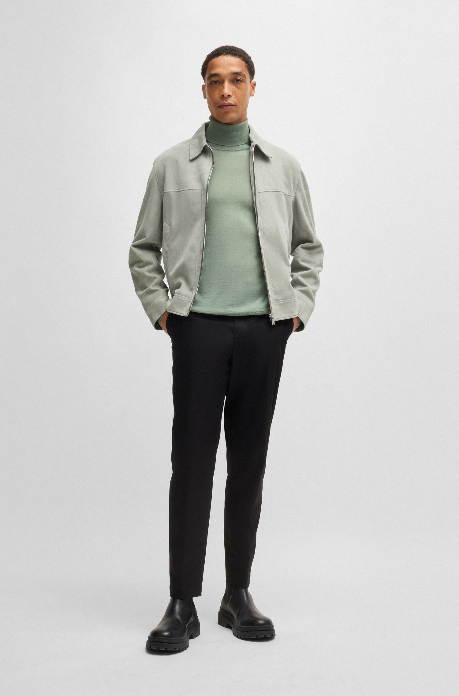 BOSS - Áo sweater dáng slim-fit