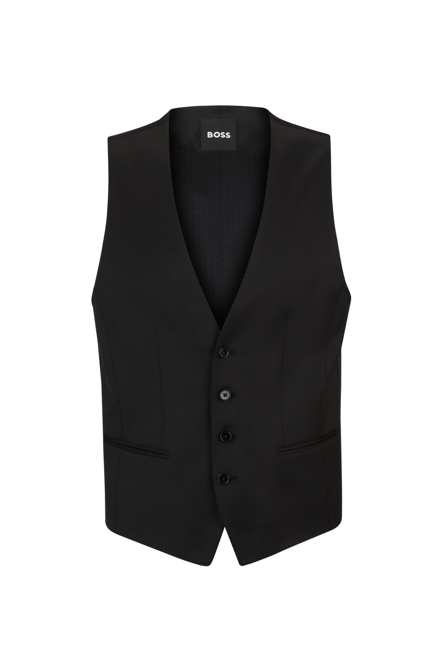 BOSS - Áo ghi lê dáng ôm slim fit từ vải len virgin serge