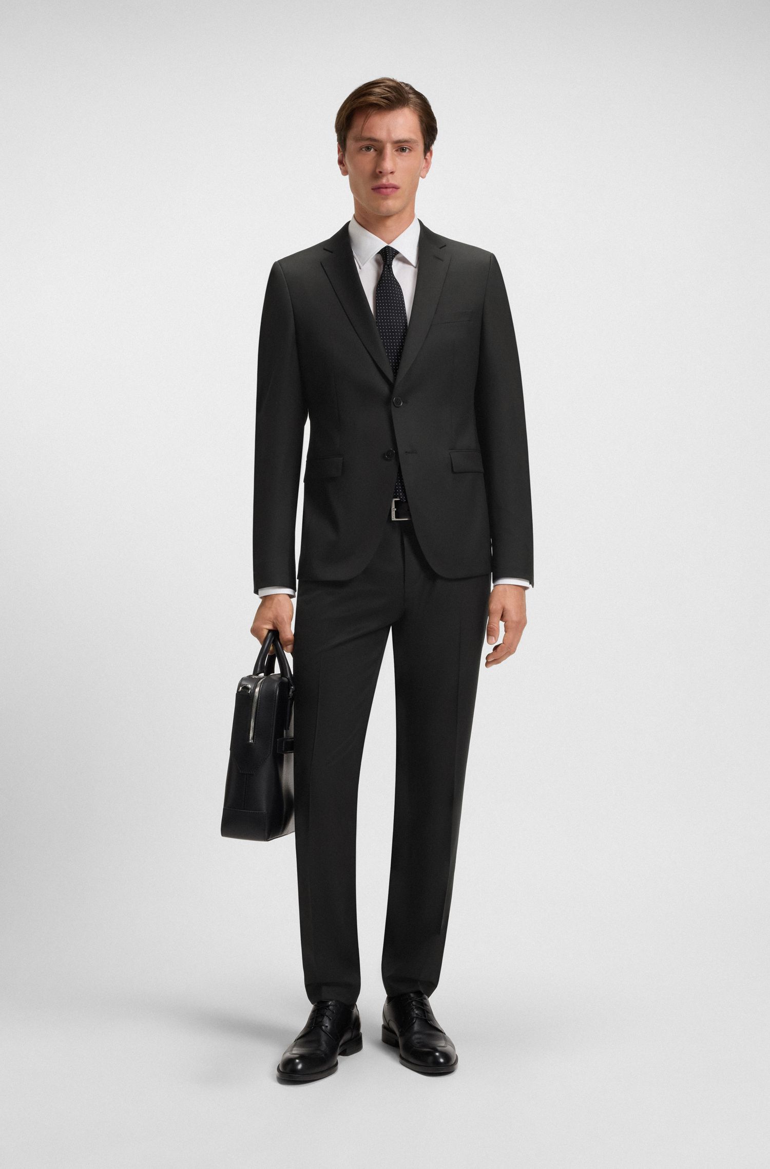 BOSS - Áo vest extra-slim-fit từ len nguyên chất
