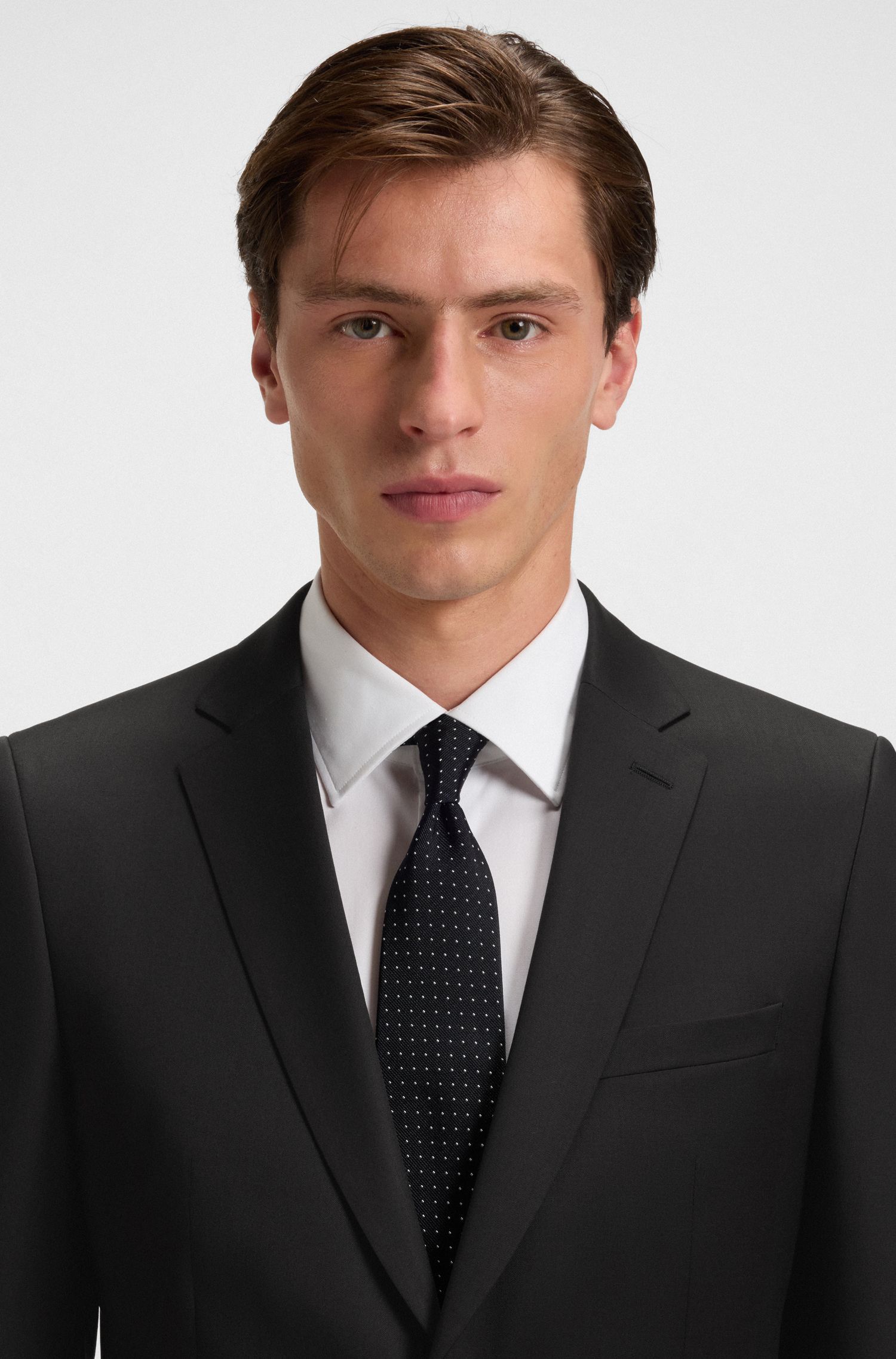 BOSS - Áo vest extra-slim-fit từ len nguyên chất