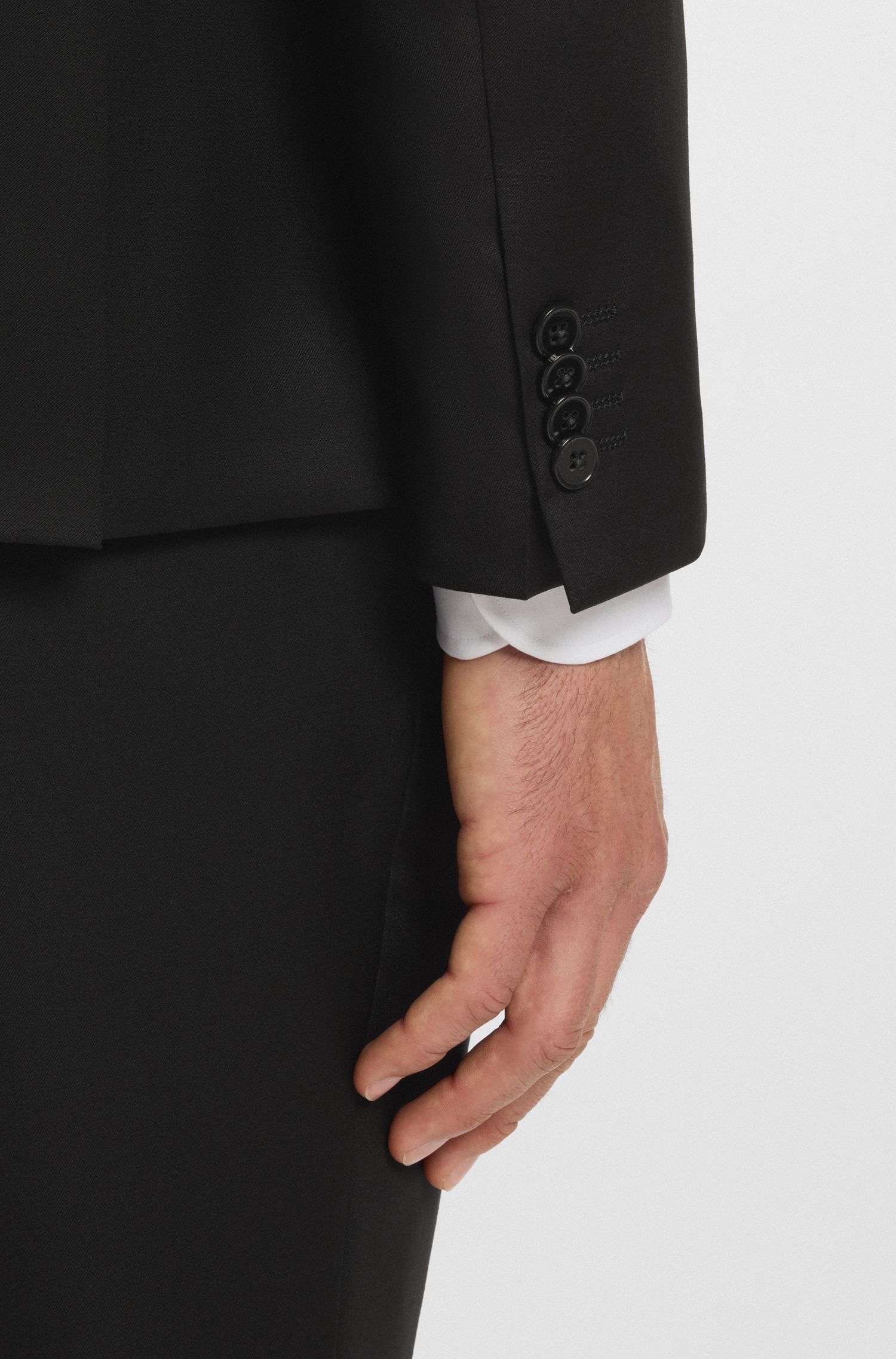 BOSS - Áo vest extra-slim-fit từ len nguyên chất