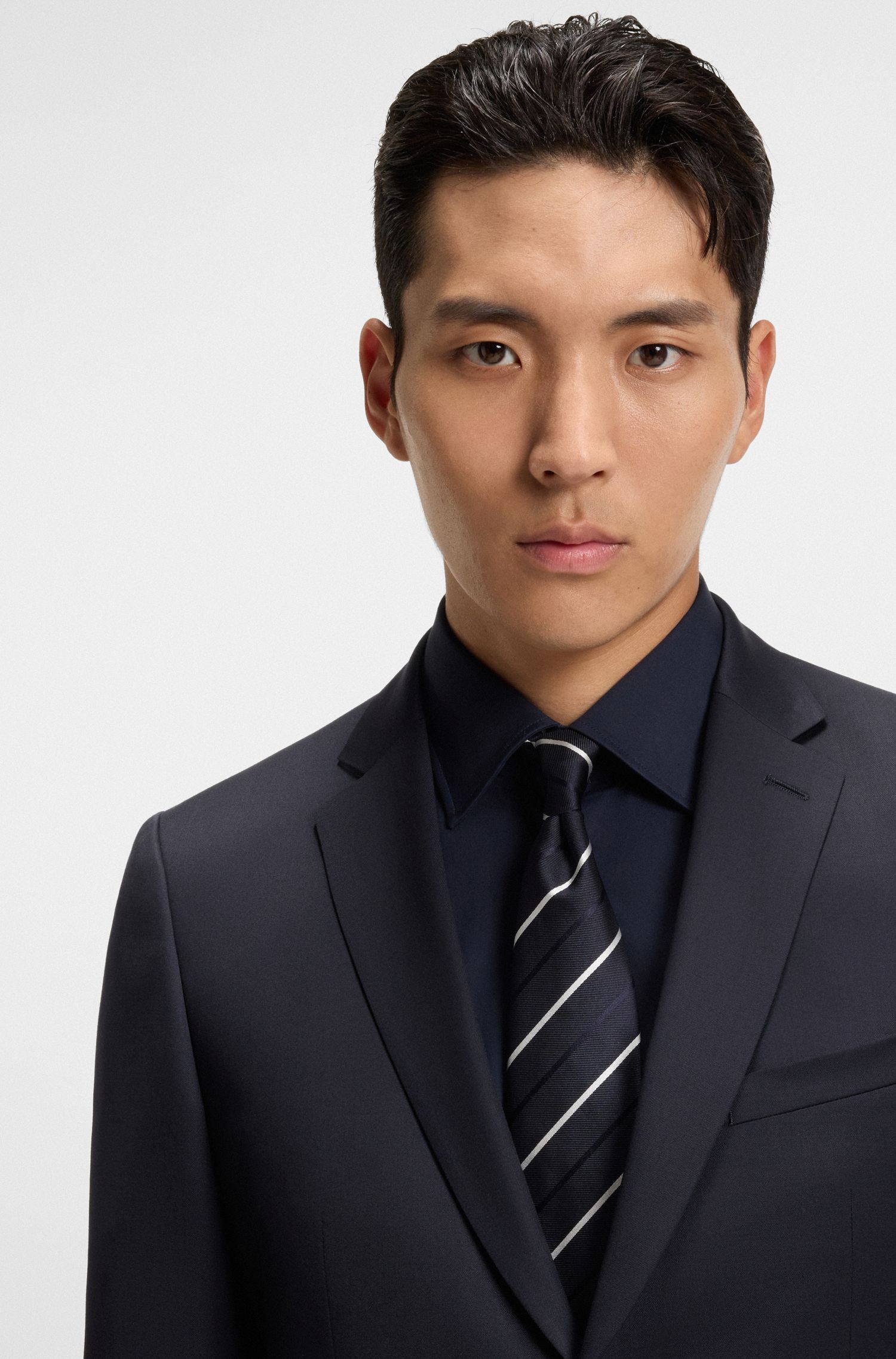 BOSS - Áo vest extra-slim-fit từ len nguyên chất