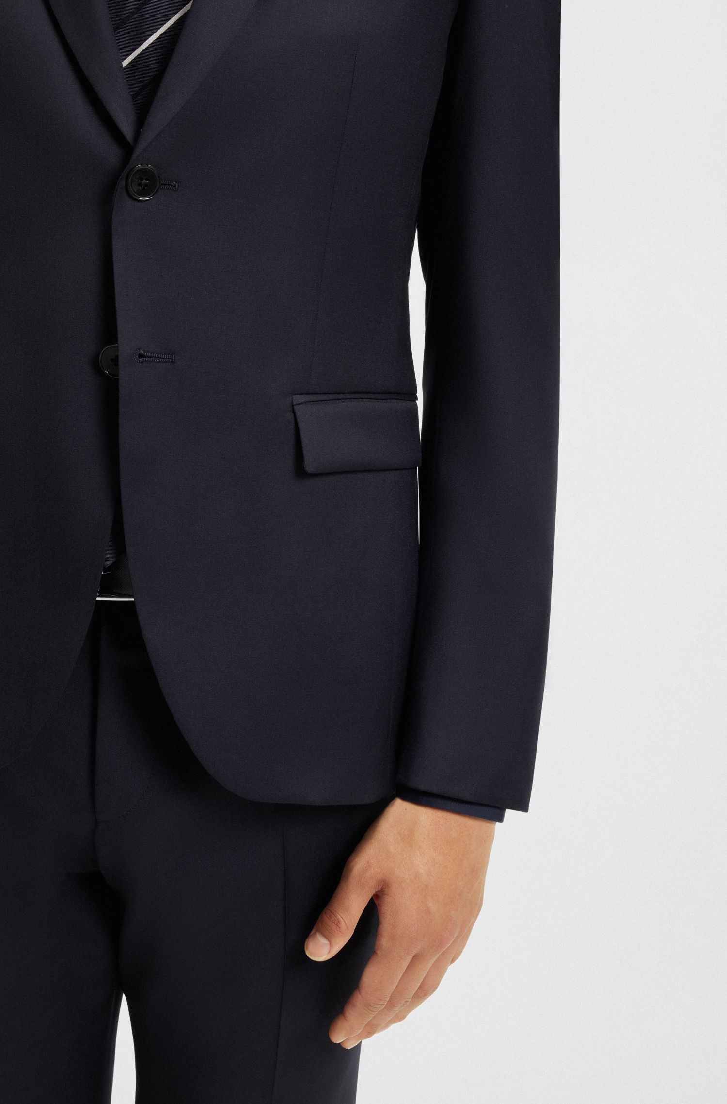 BOSS - Áo vest extra-slim-fit từ len nguyên chất