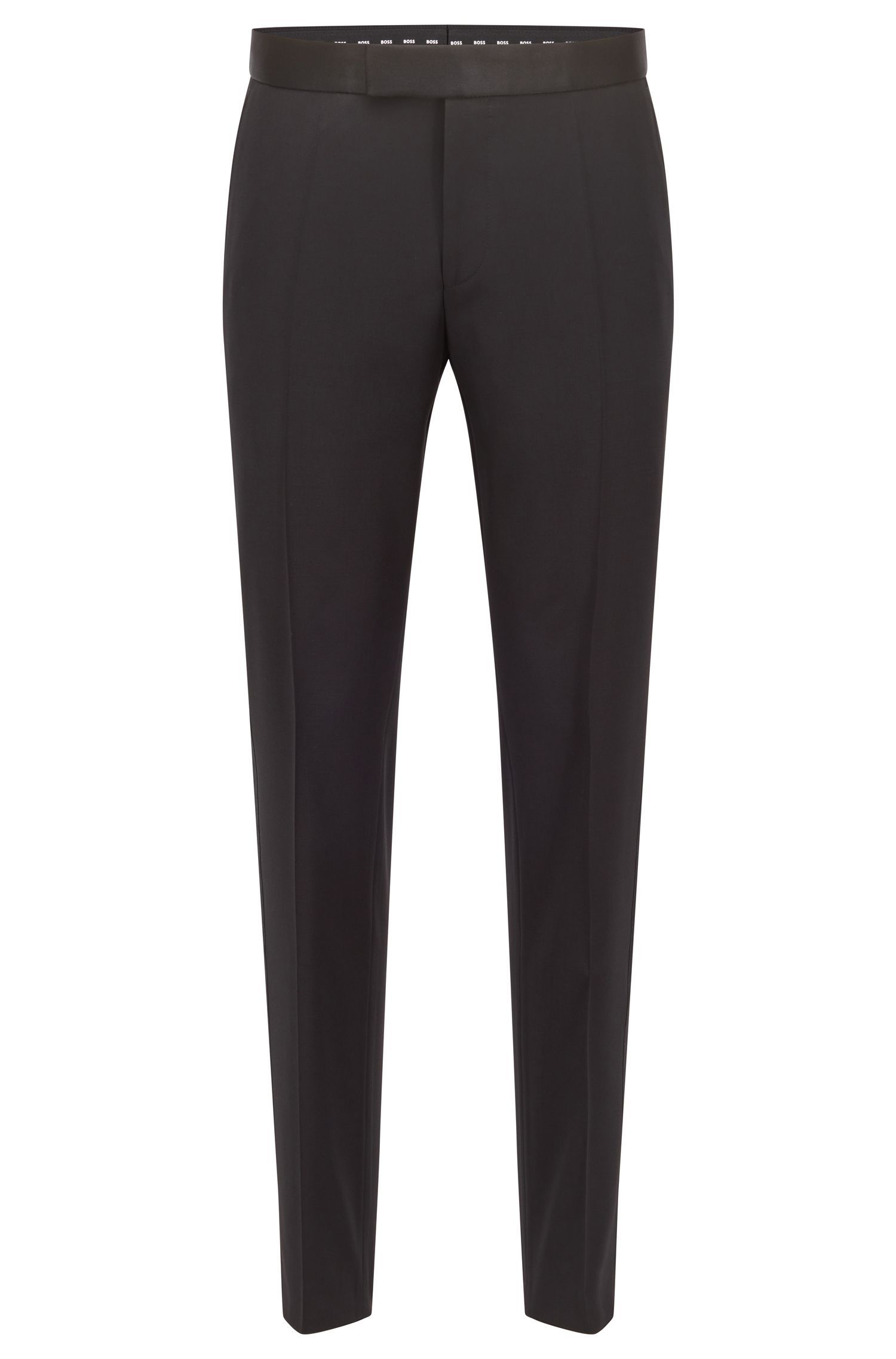 BOSS - Quần tuxedo dáng ôm slim fit vải len virgin serge