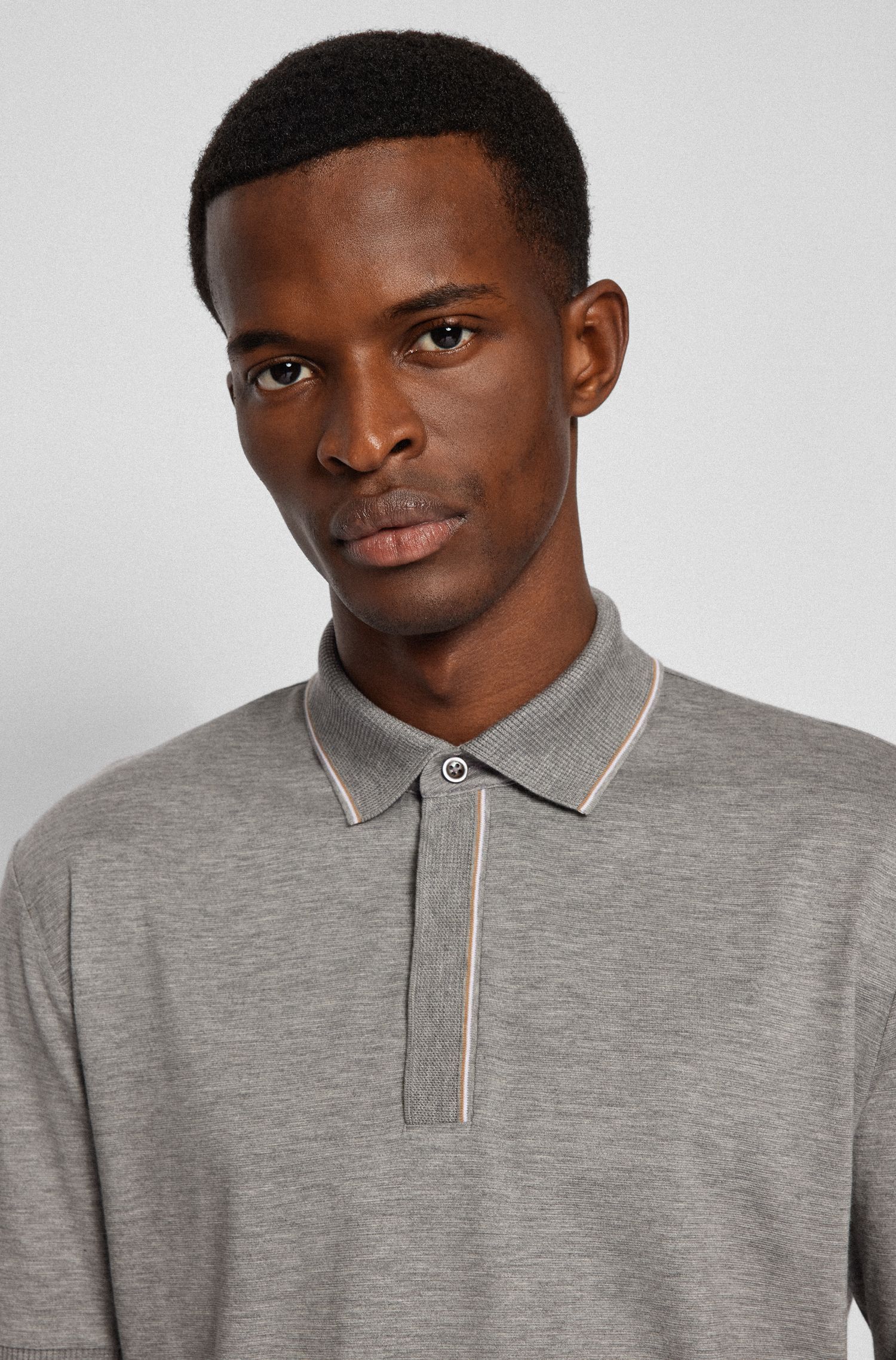 BOSS - Áo polo dáng regular fit có logo thêu
