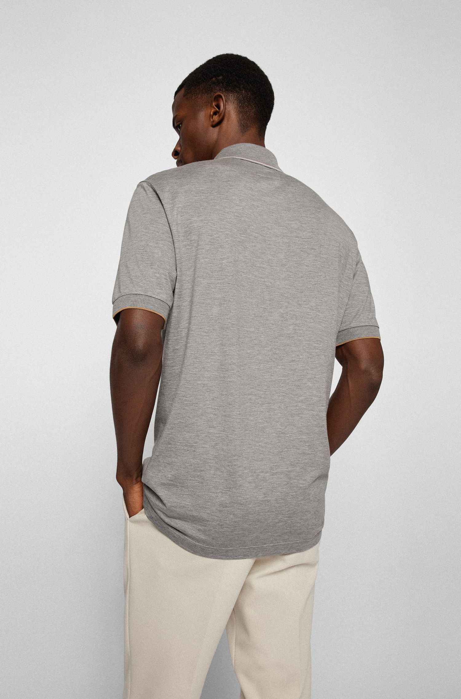 BOSS - Áo polo dáng regular fit có logo thêu