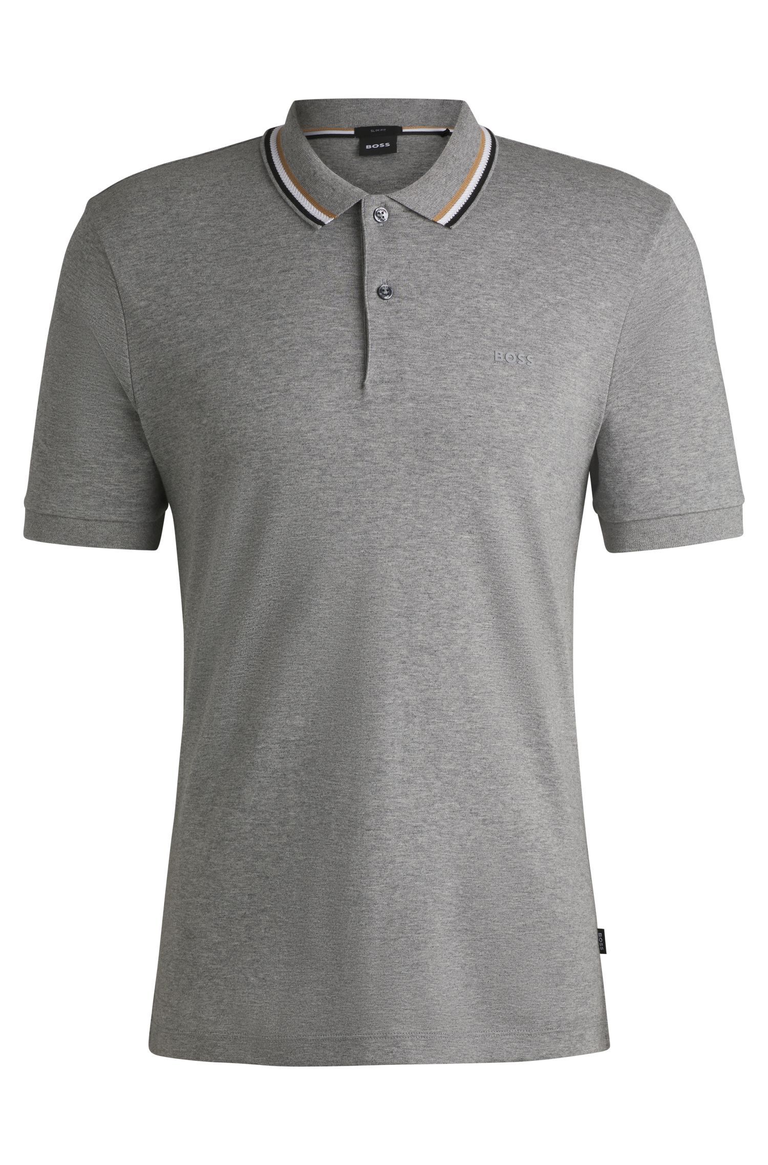 BOSS - Áo polo slim fit cotton cổ sọc