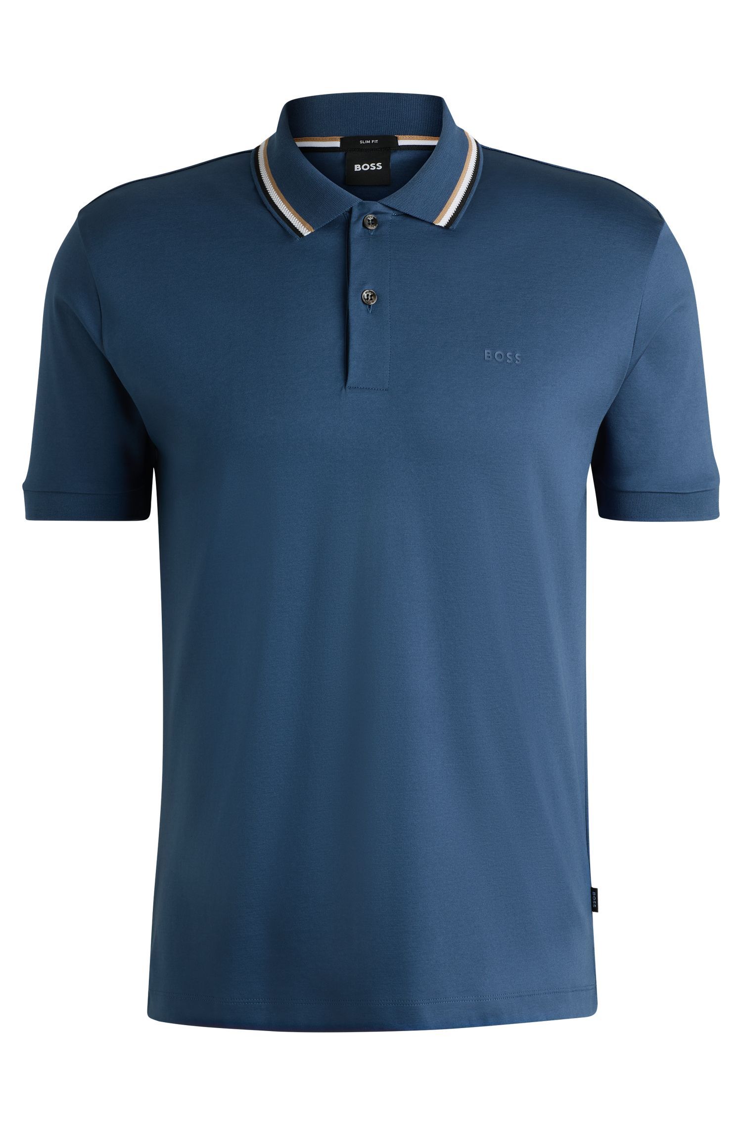 BOSS - Áo polo slim fit cotton cổ sọc