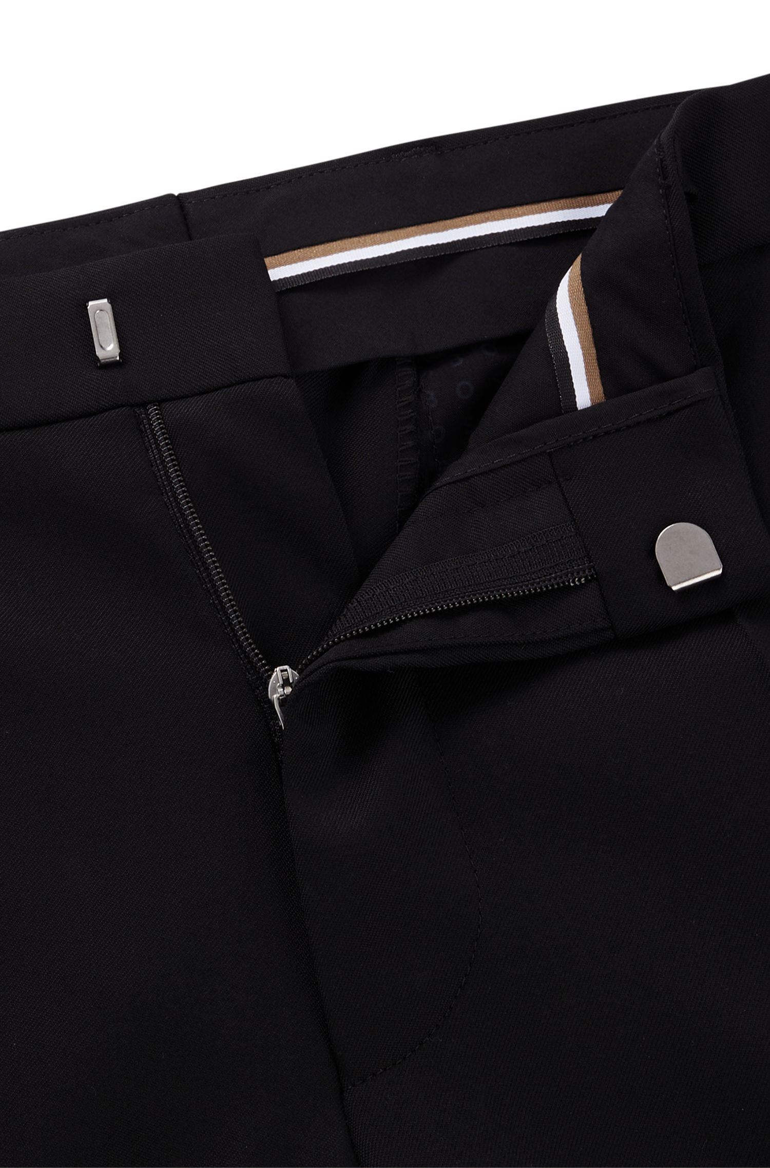 BOSS - Quần âu dáng ôm slim fit vải len virgin serge