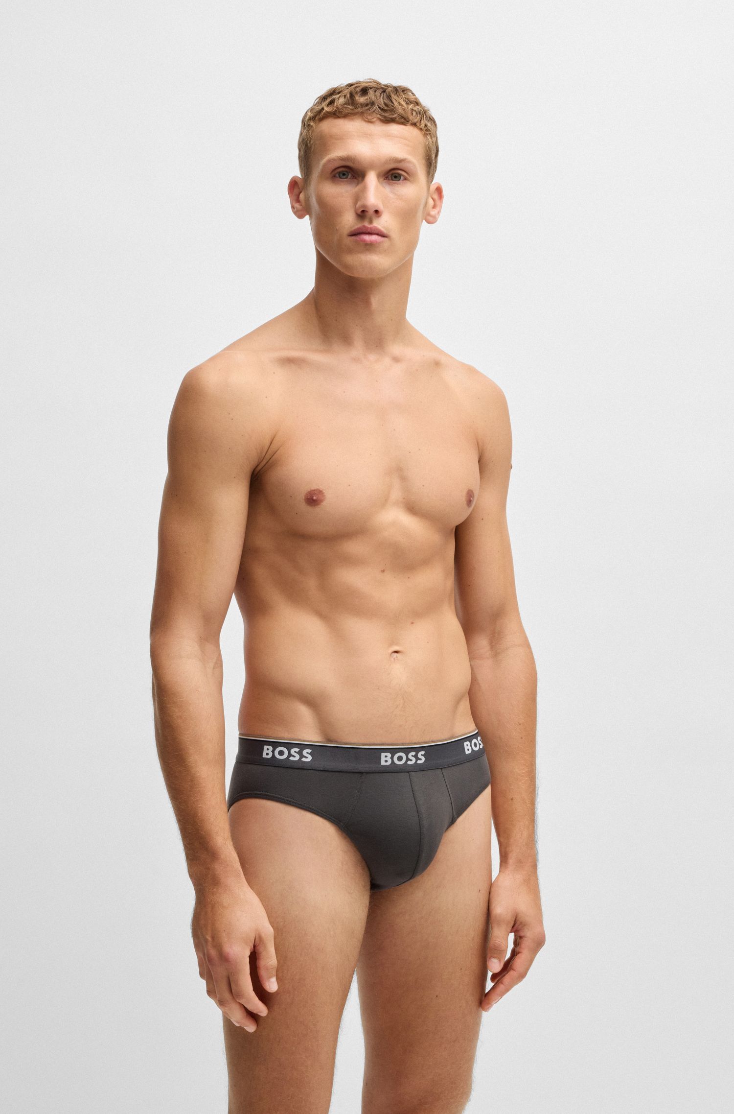 BOSS - Bộ ba quần lót vải cotton co giãn có logo