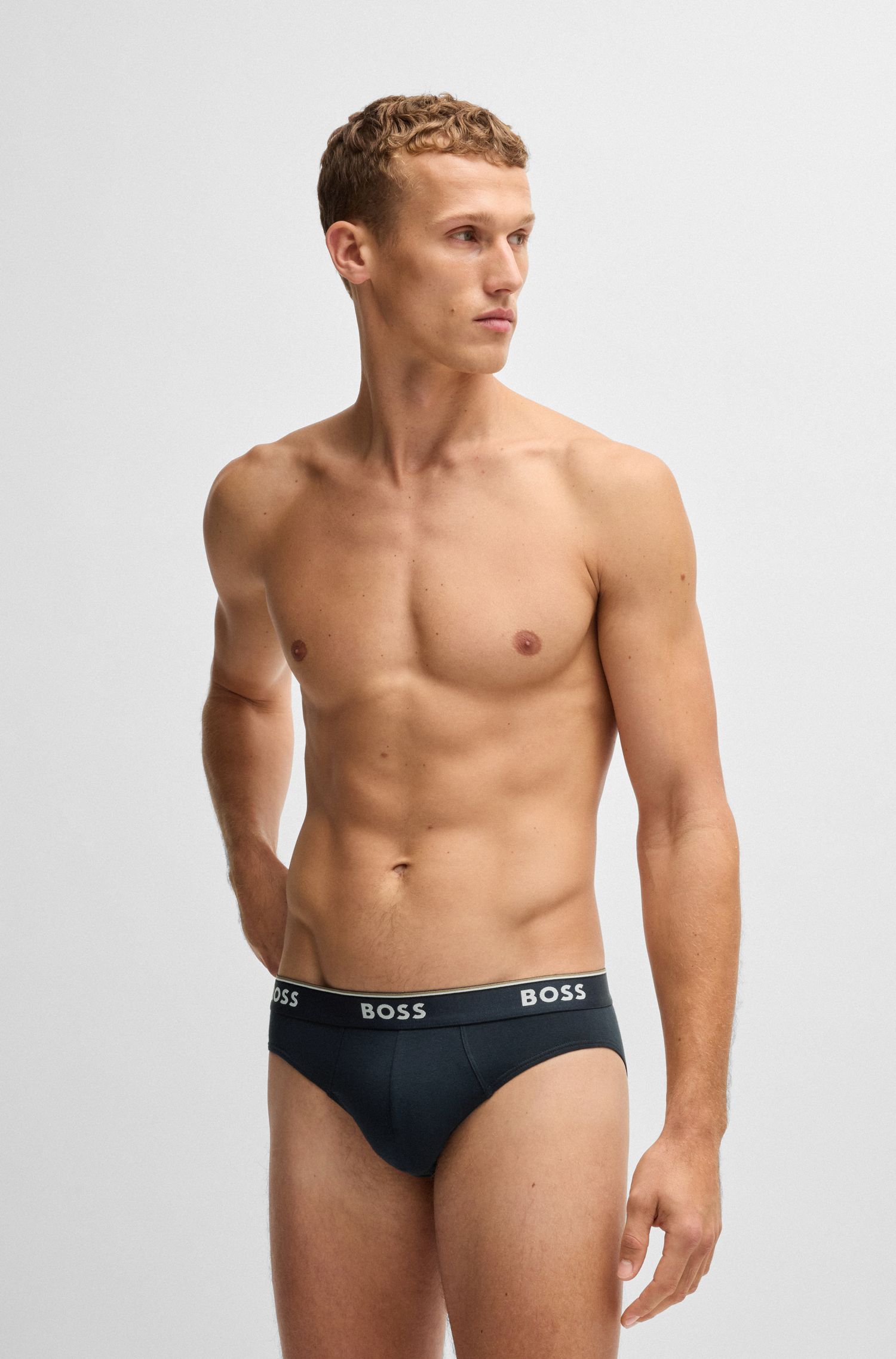 BOSS - Bộ ba quần lót vải cotton co giãn có logo