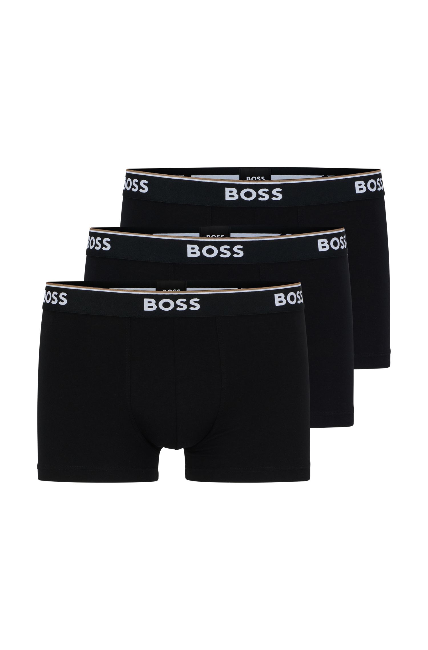 BOSS - Bộ ba quần lót dáng trunks vải cotton co giãn với logo