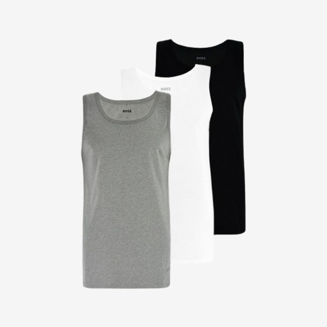 BOSS - Bộ 3 áo lót vải cotton với logo thêu