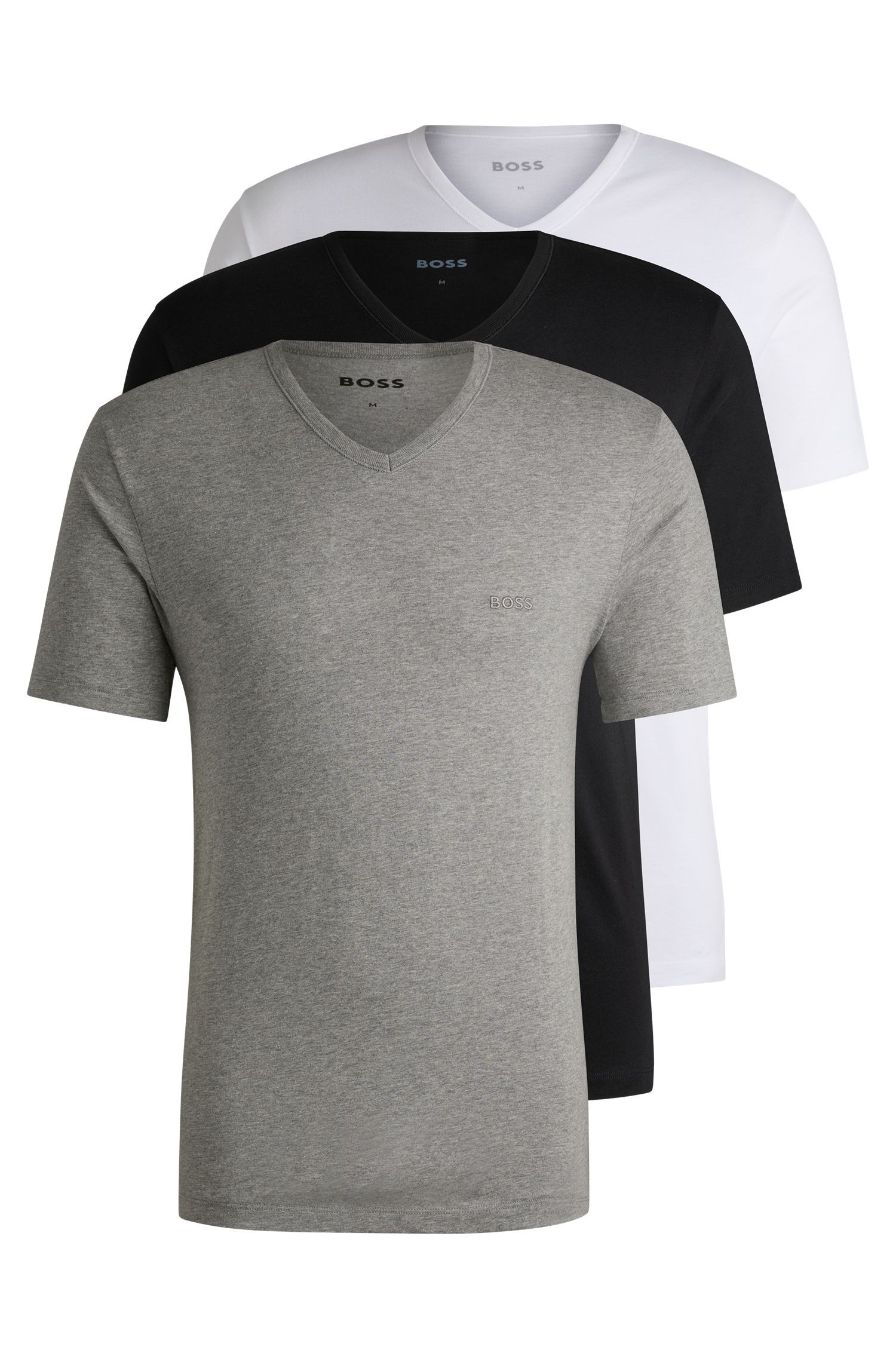 BOSS - Bộ ba áo thun cotton jersey cổ chữ V