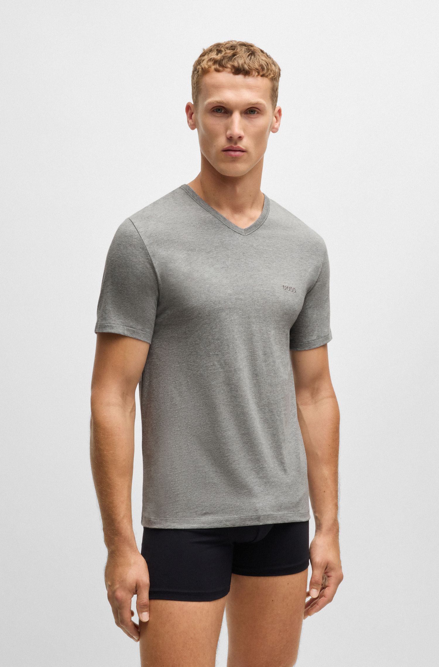 BOSS - Bộ ba áo thun cotton jersey cổ chữ V