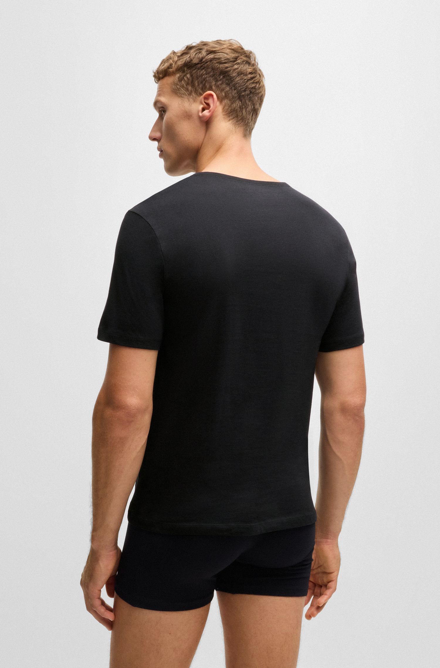 BOSS - Bộ ba áo thun cotton jersey cổ chữ V