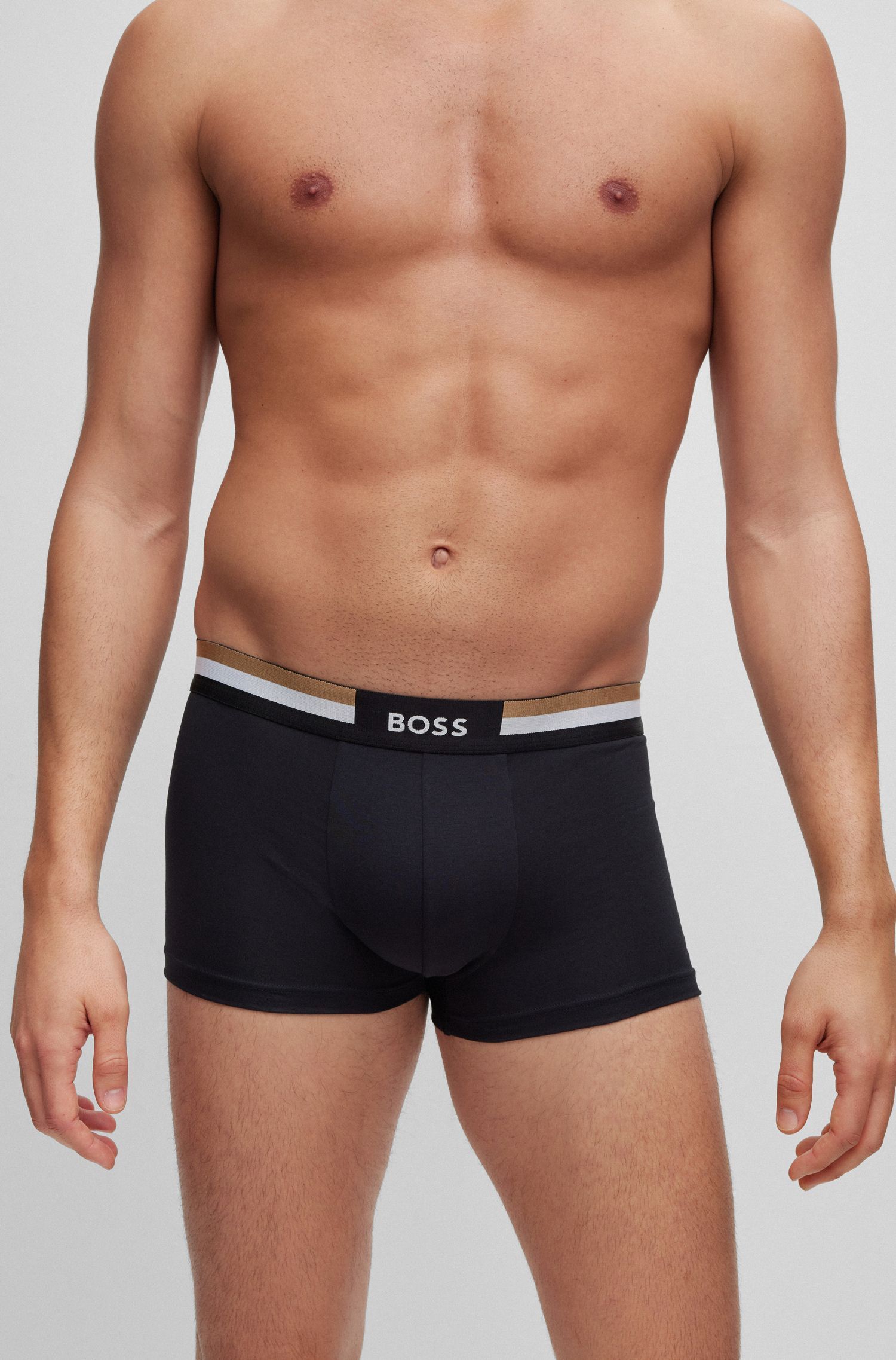 BOSS - Quần lót dáng trunks với sọc đặc trưng