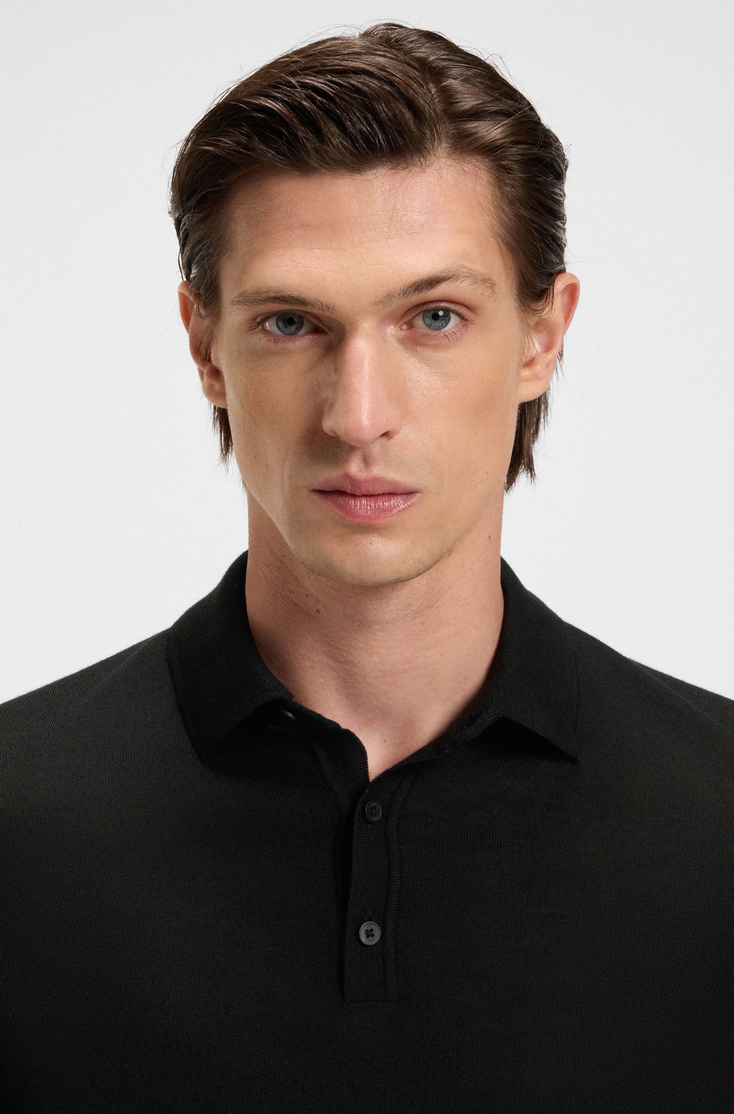 BOSS - Áo polo slim fit bằng len