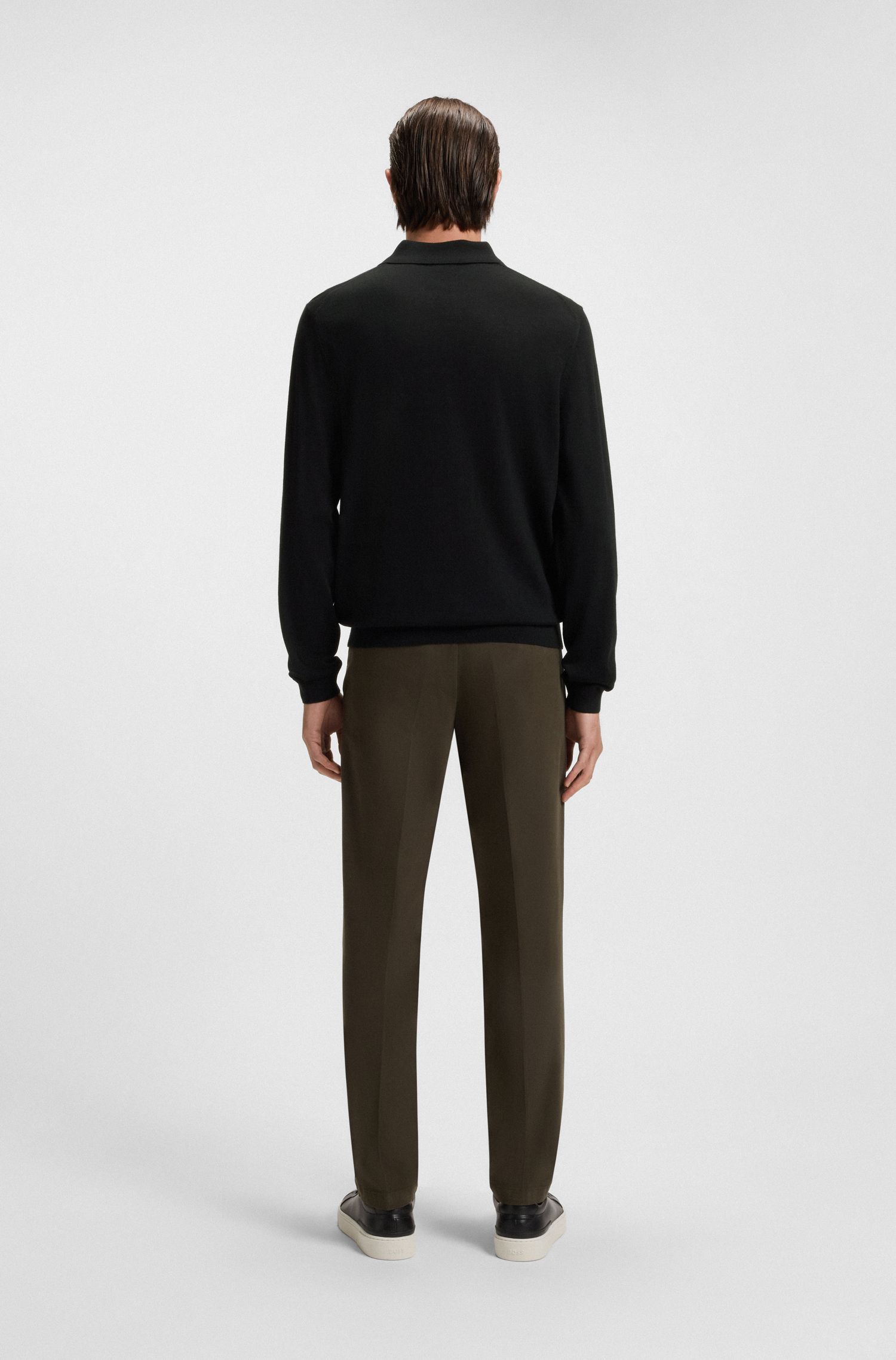 BOSS - Áo polo slim fit bằng len
