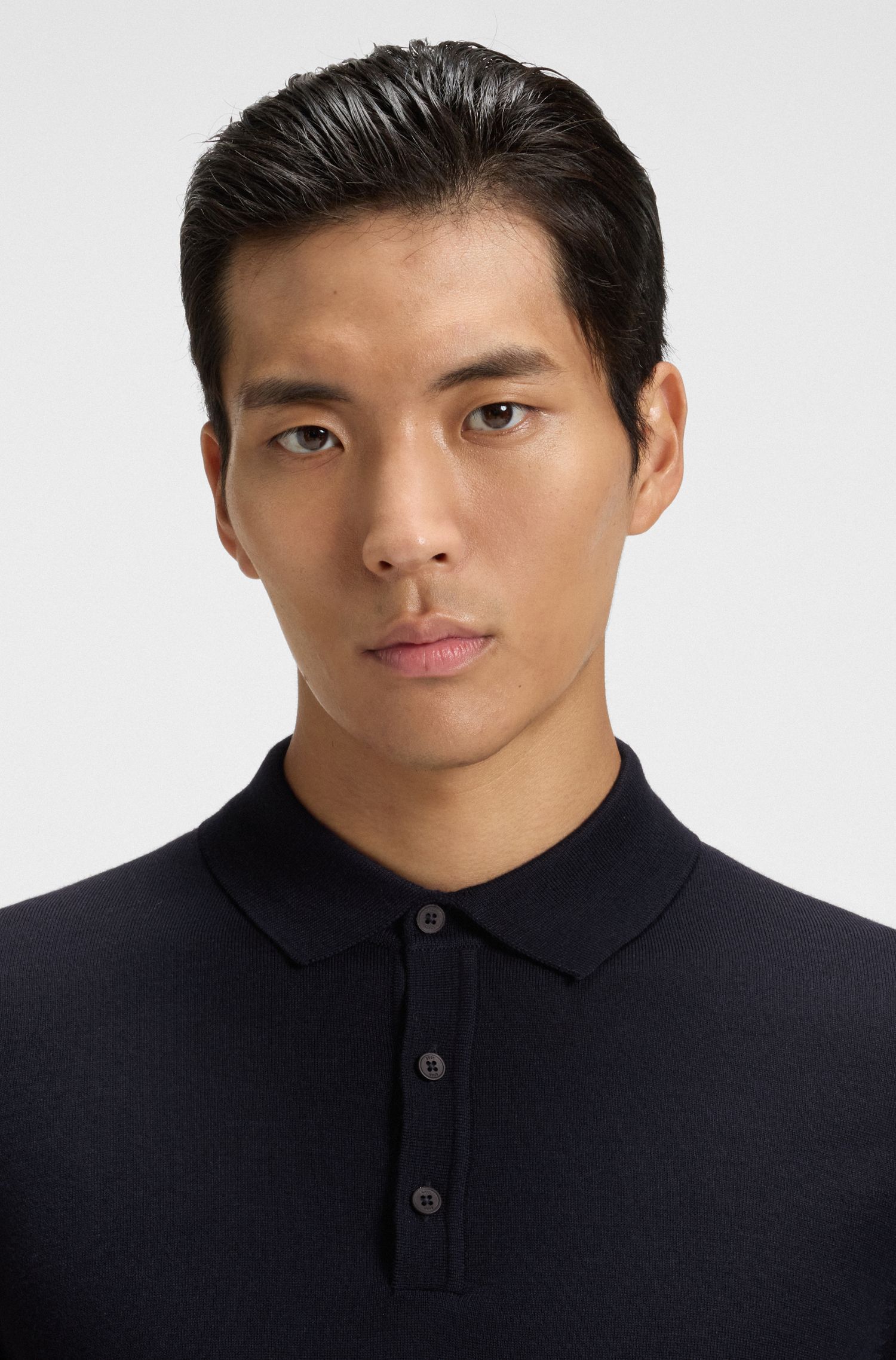 BOSS - Áo polo slim fit bằng len