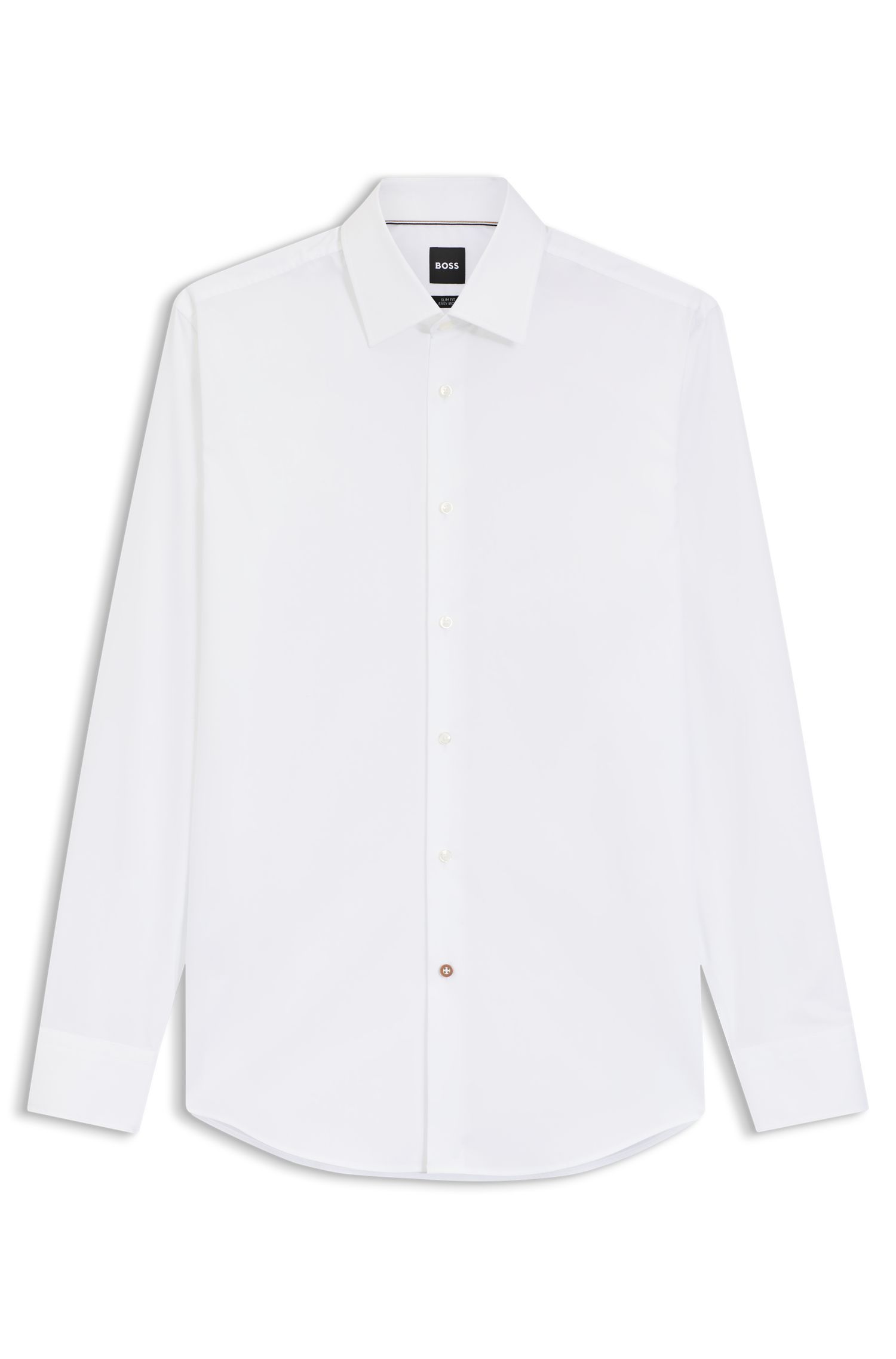 BOSS - Áo sơ mi dáng ôm làm từ vải cotton poplin dễ ủi