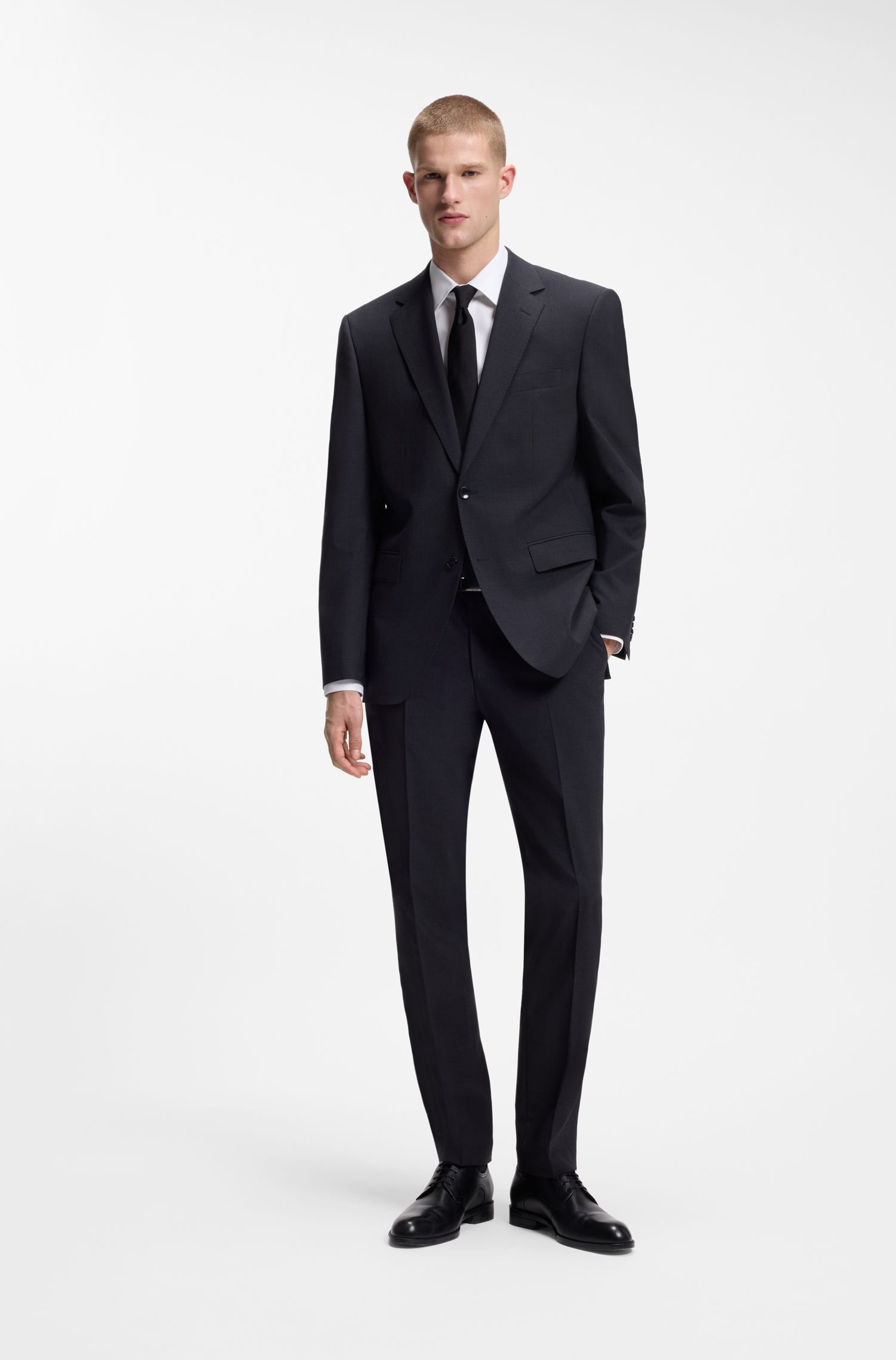 BOSS - Áo sơ mi dáng ôm làm từ vải cotton poplin dễ ủi