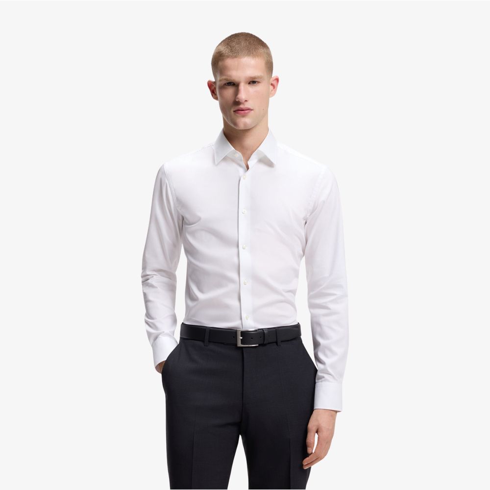 BOSS - Áo sơ mi dáng ôm làm từ vải cotton poplin dễ ủi