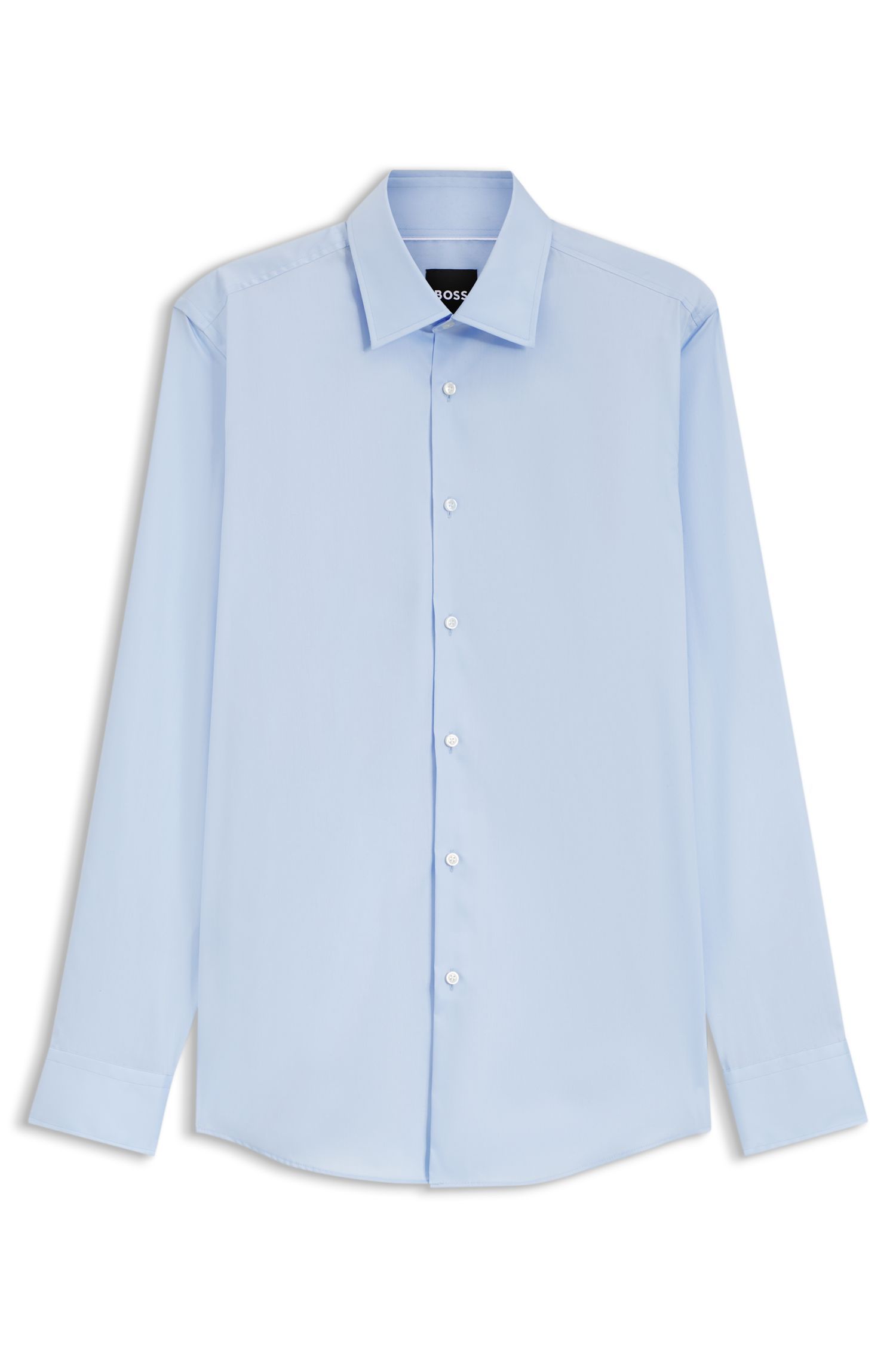 BOSS - Áo sơ mi dáng ôm làm từ vải cotton poplin dễ ủi