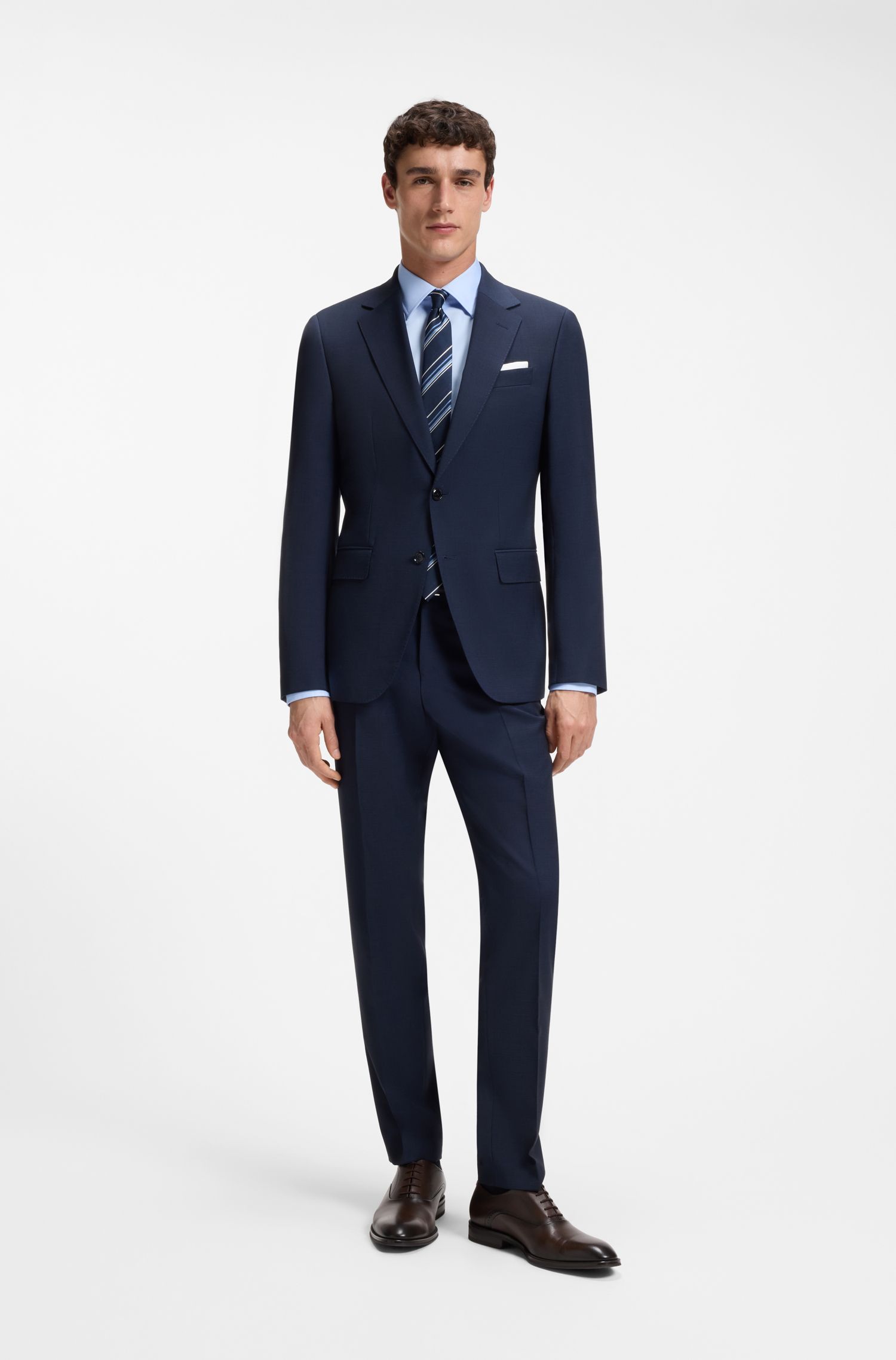 BOSS - Áo sơ mi dáng ôm làm từ vải cotton poplin dễ ủi