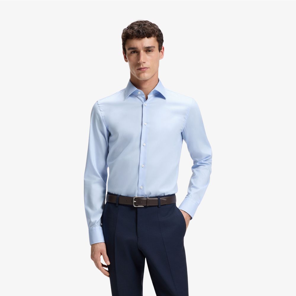 BOSS - Áo sơ mi dáng ôm làm từ vải cotton poplin dễ ủi