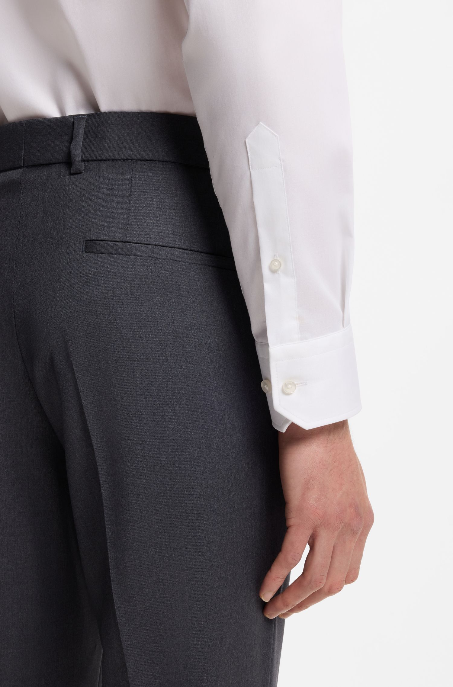 BOSS - Áo sơ mi dáng regular fit làm từ vải cotton poplin dễ ủi