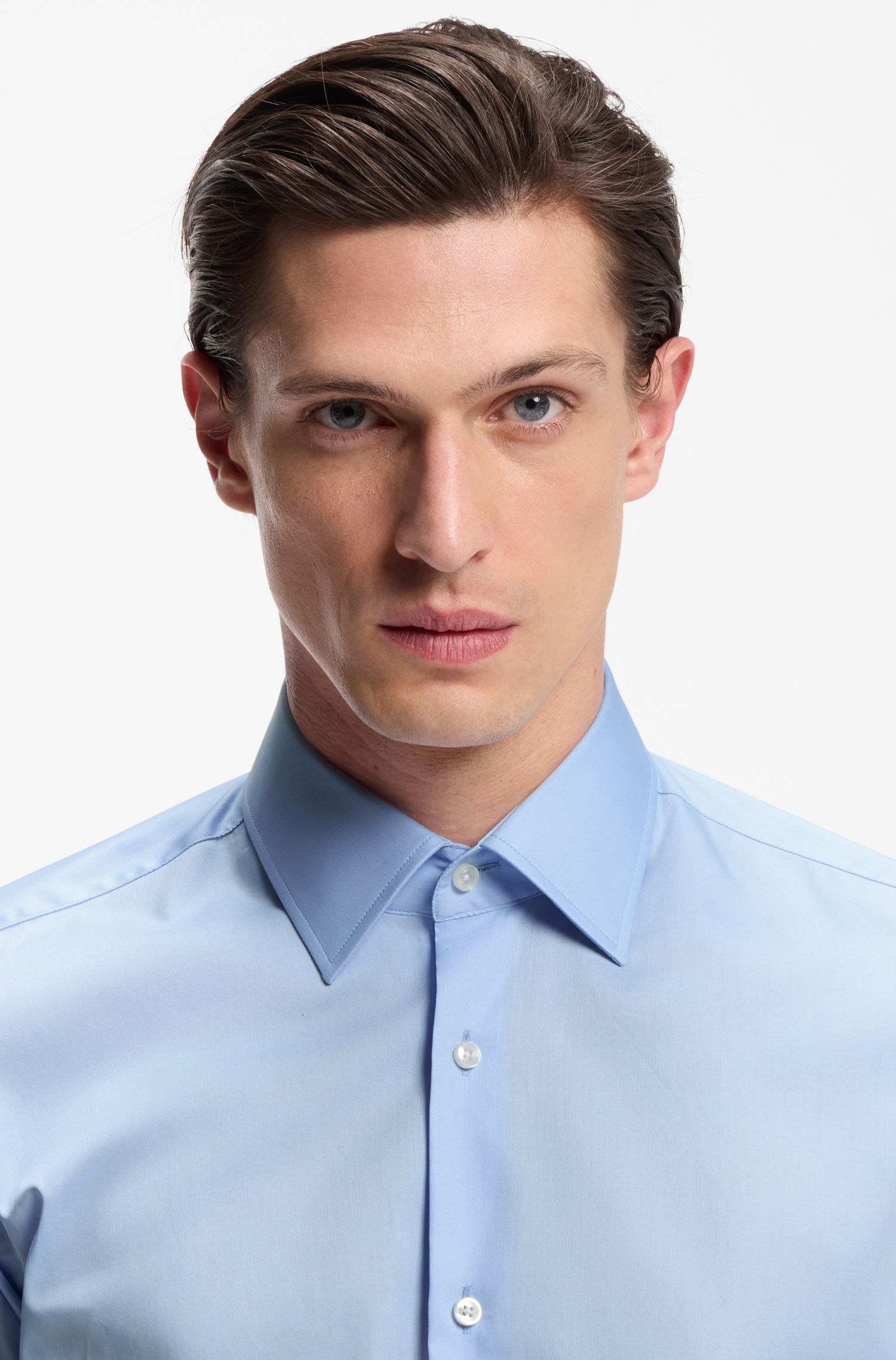 BOSS - Áo sơ mi dáng regular fit làm từ vải cotton poplin dễ ủi