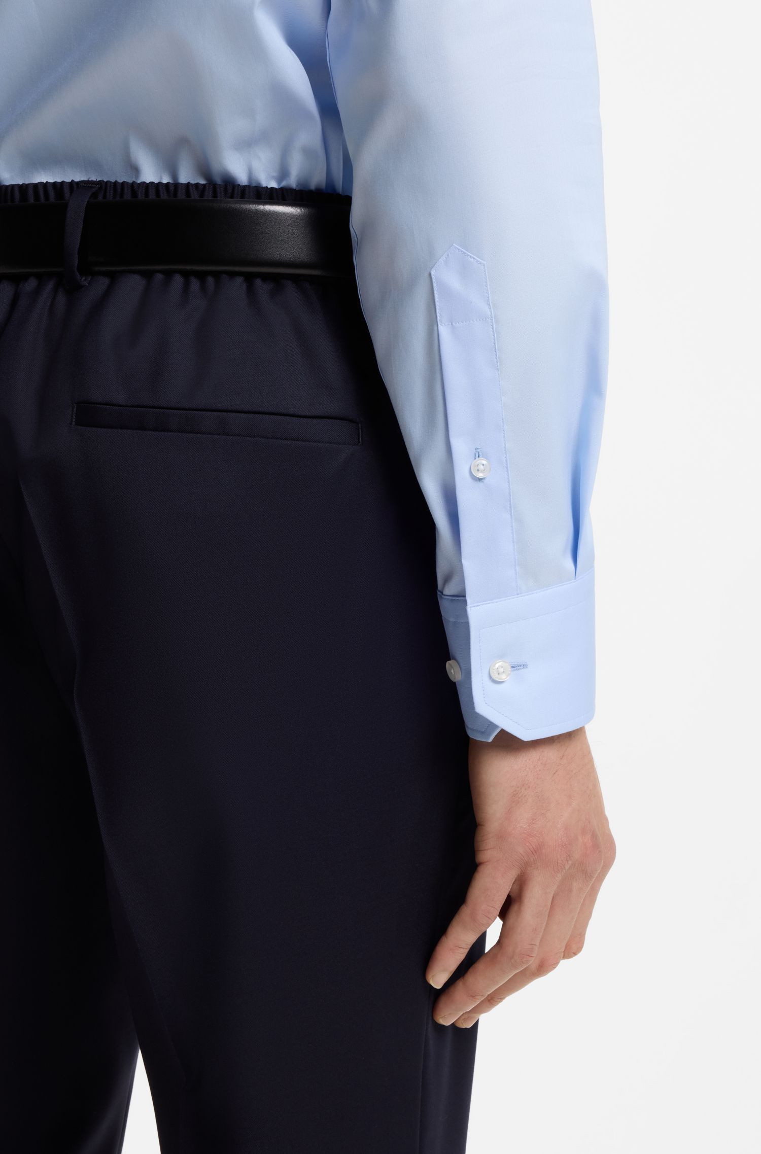 BOSS - Áo sơ mi dáng regular fit làm từ vải cotton poplin dễ ủi