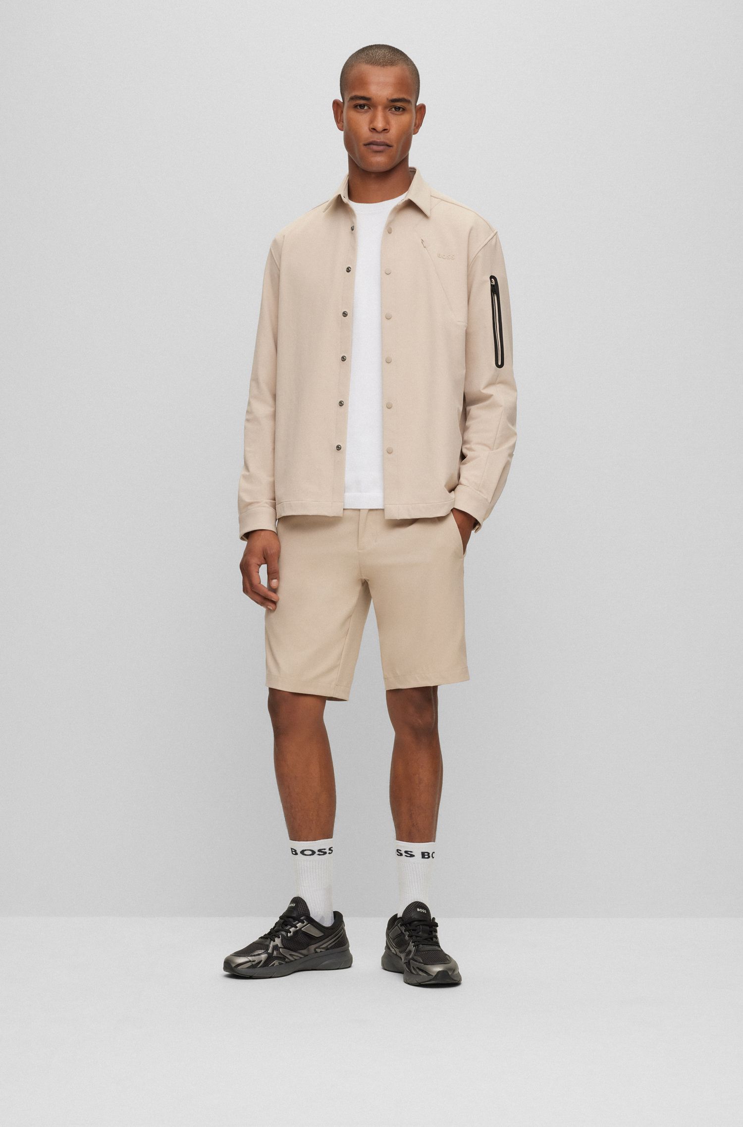 BOSS - Quần short dáng ôm slim fit vải twill chống thấm nước
