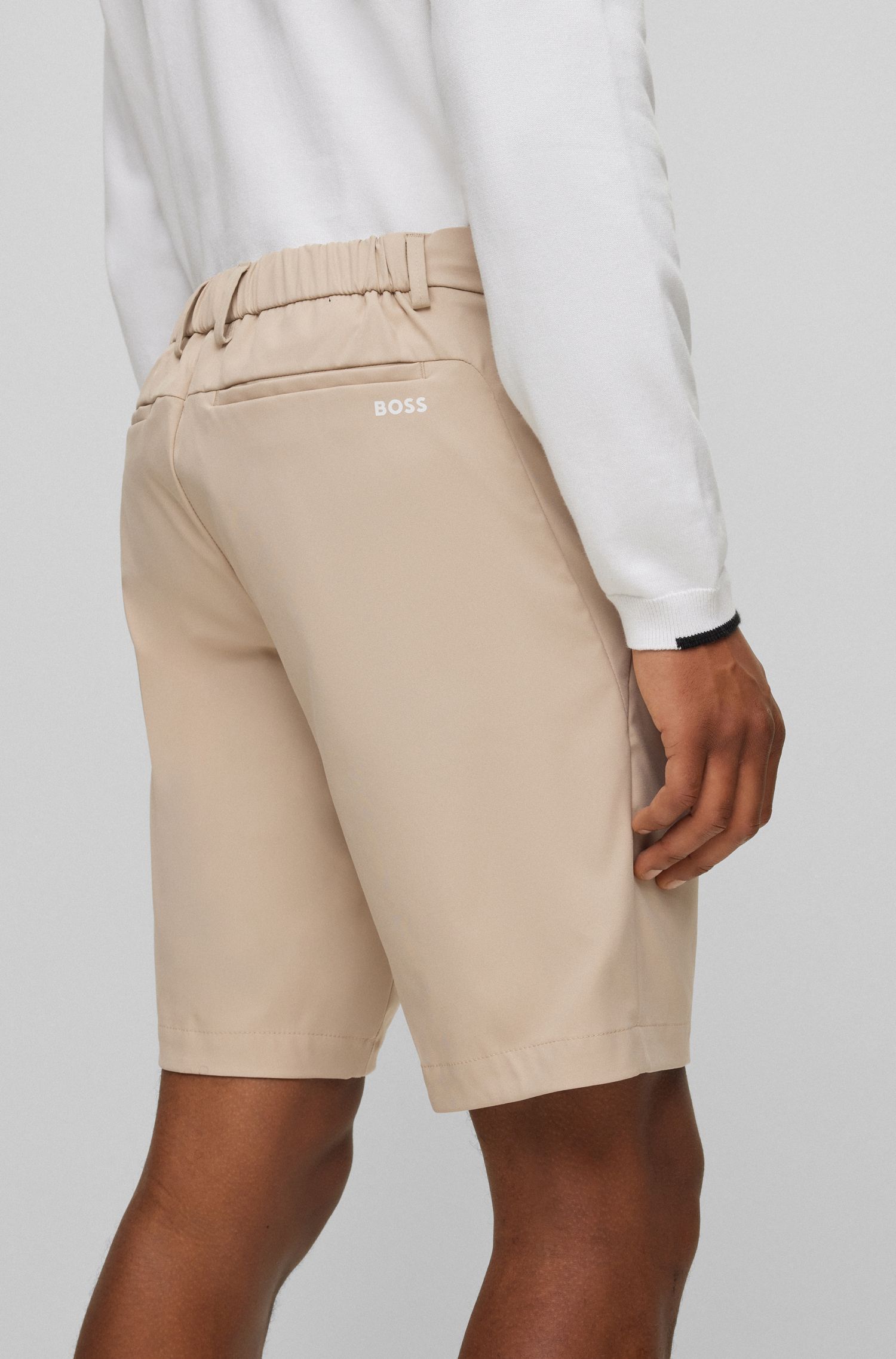 BOSS - Quần short dáng ôm slim fit vải twill chống thấm nước