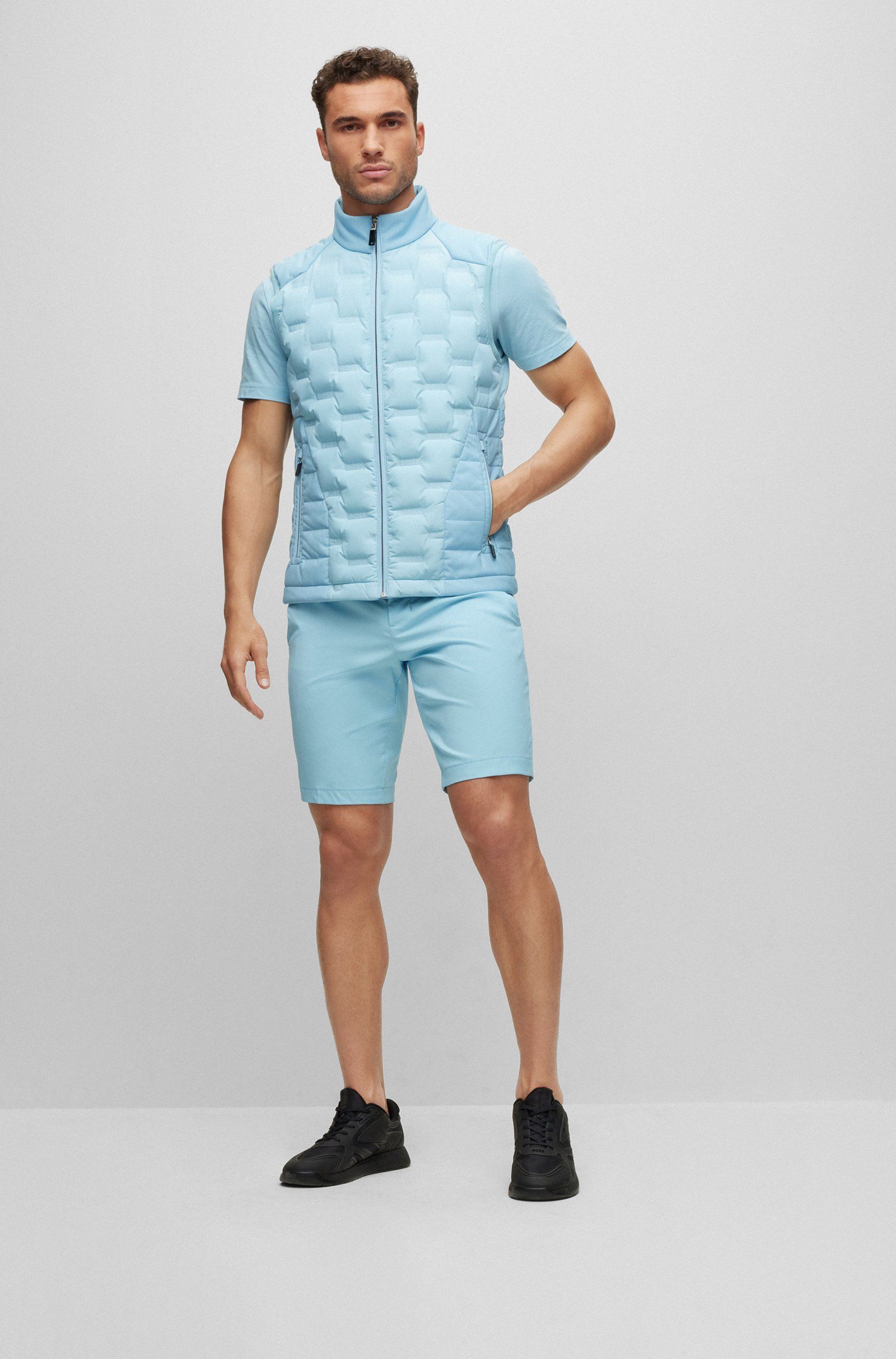 BOSS - Quần short dáng ôm slim fit vải twill chống thấm nước