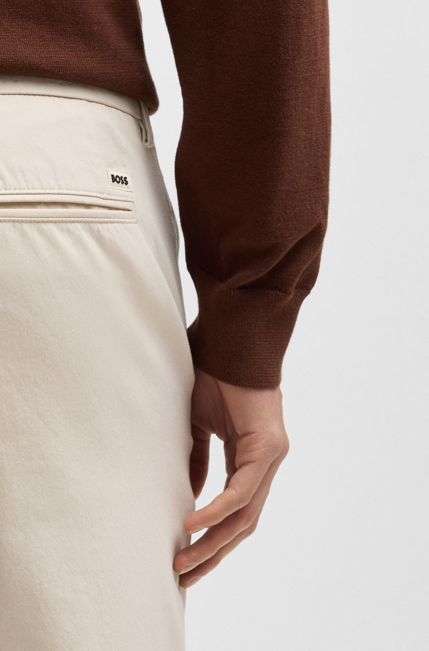 BOSS - Quần dáng ôm slim fit vải cotton pha
