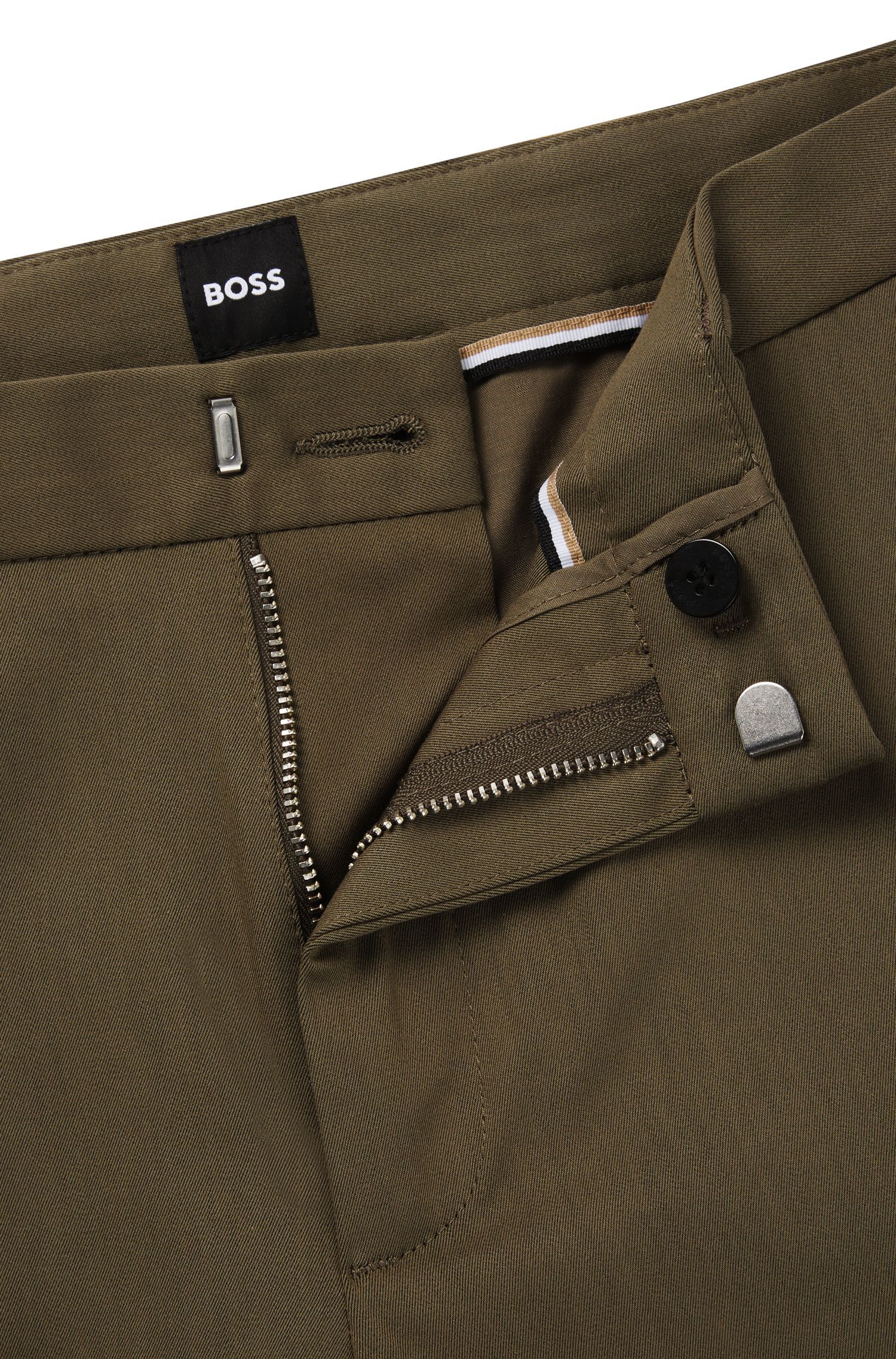 BOSS - Quần dáng ôm slim fit vải cotton pha
