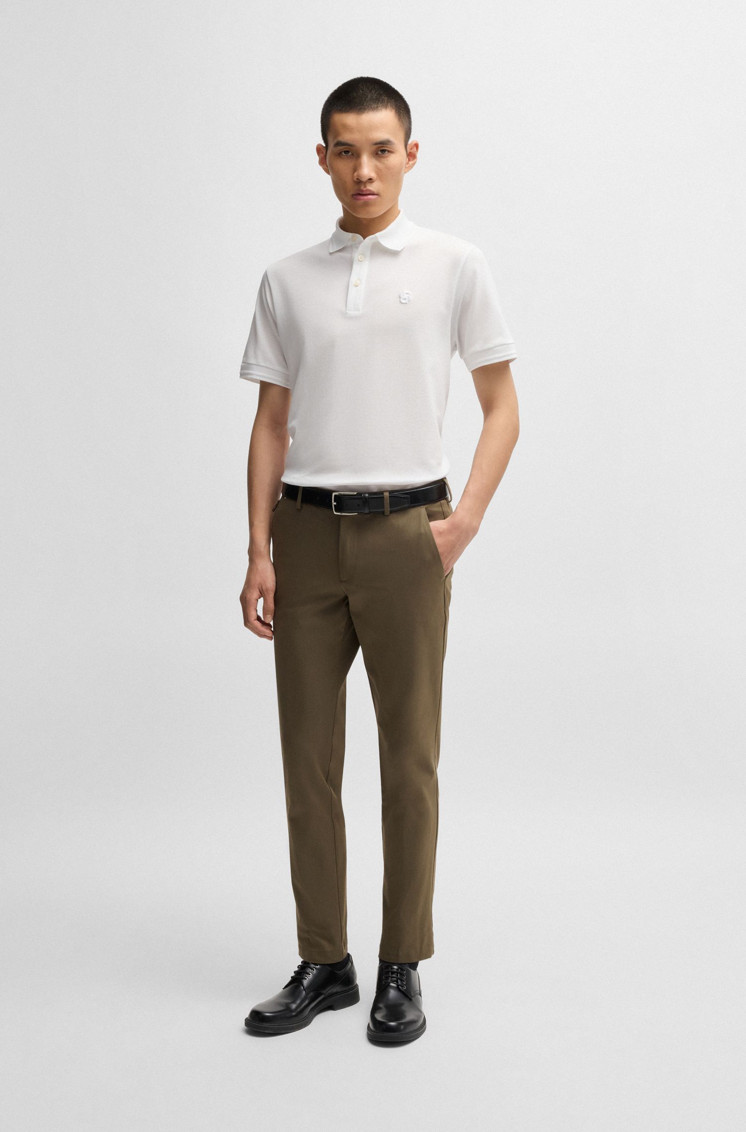 BOSS - Quần dáng ôm slim fit vải cotton pha