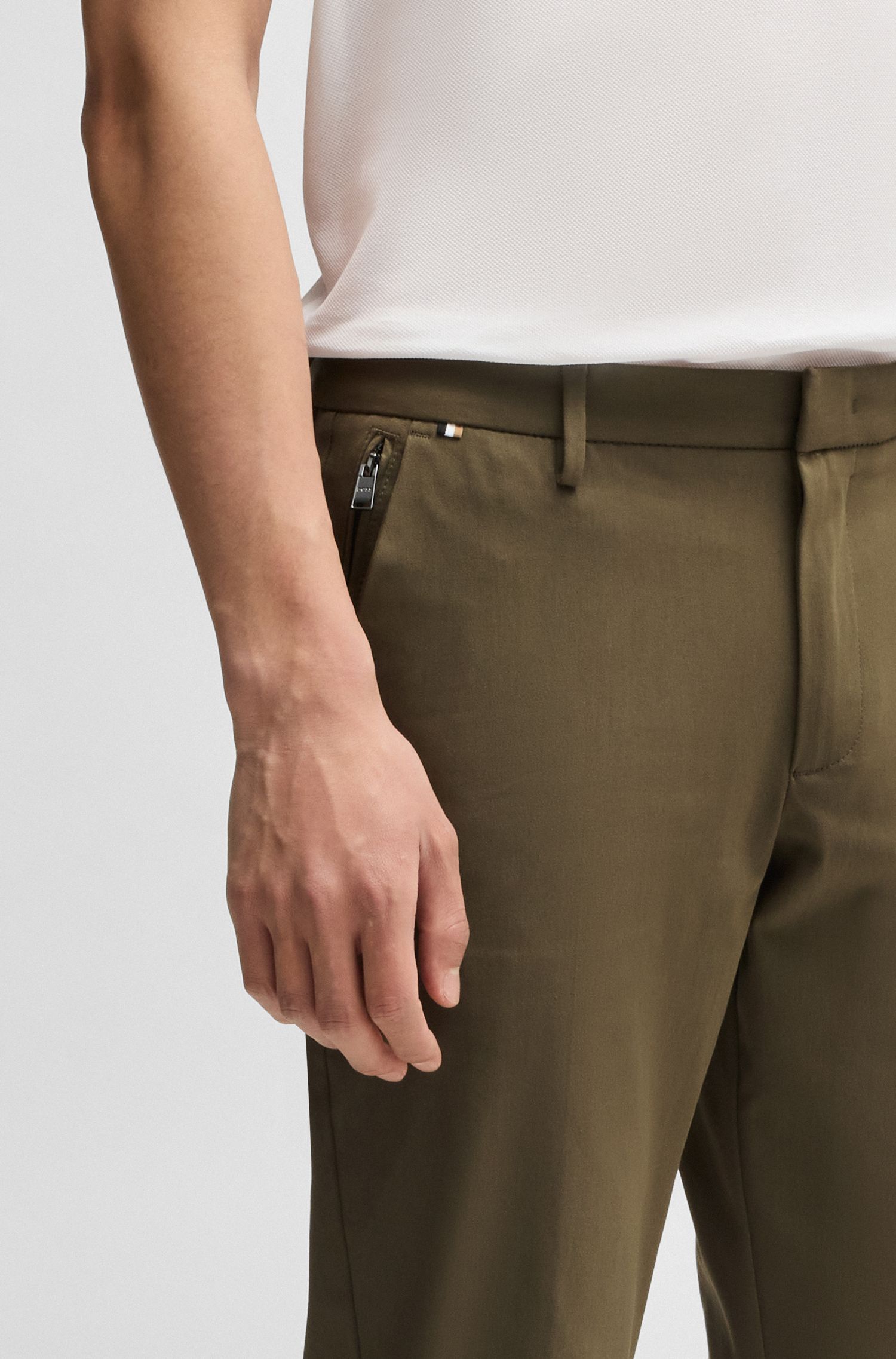 BOSS - Quần dáng ôm slim fit vải cotton pha